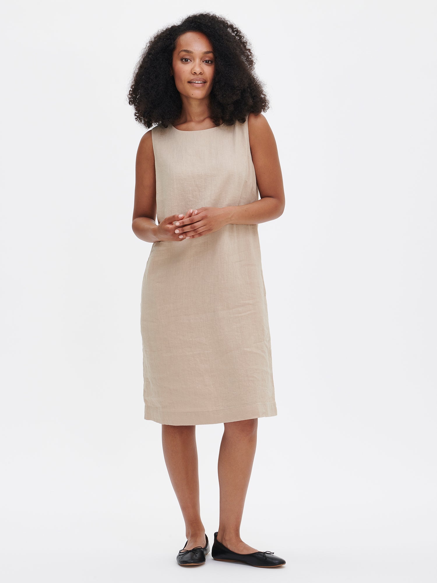LUOTO Women's Linen Dress In Beige Nanso