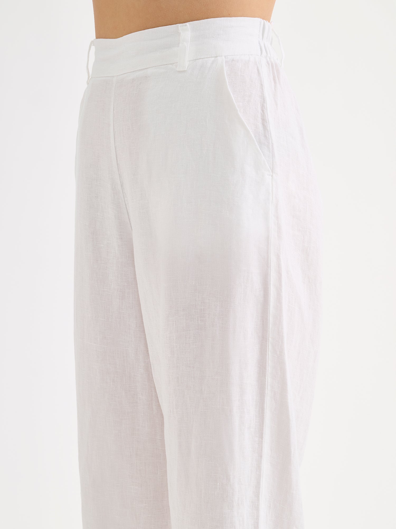 SAARI Linen Culottes Trousers - White
