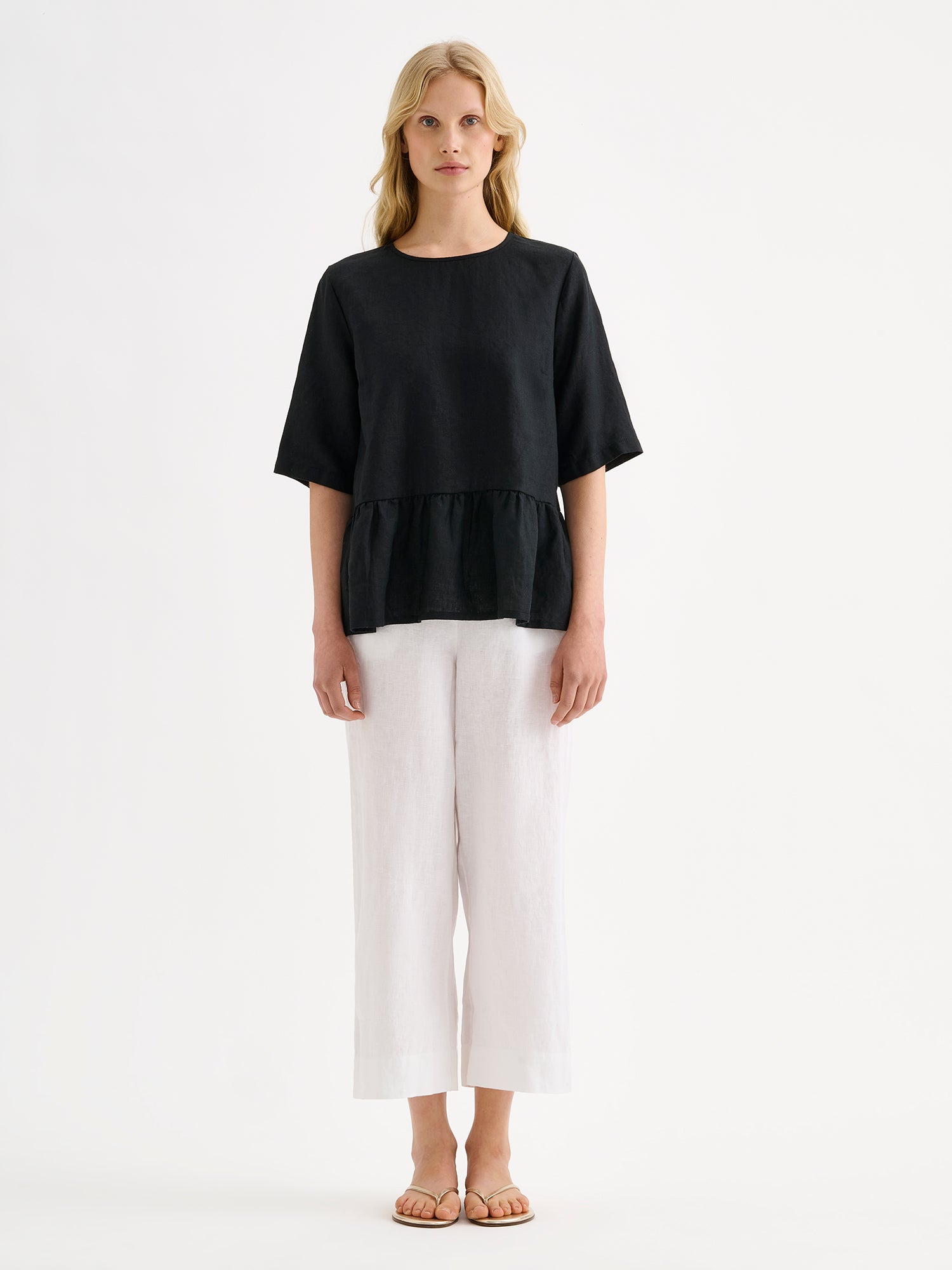 SAARI Linen Culottes Trousers - White