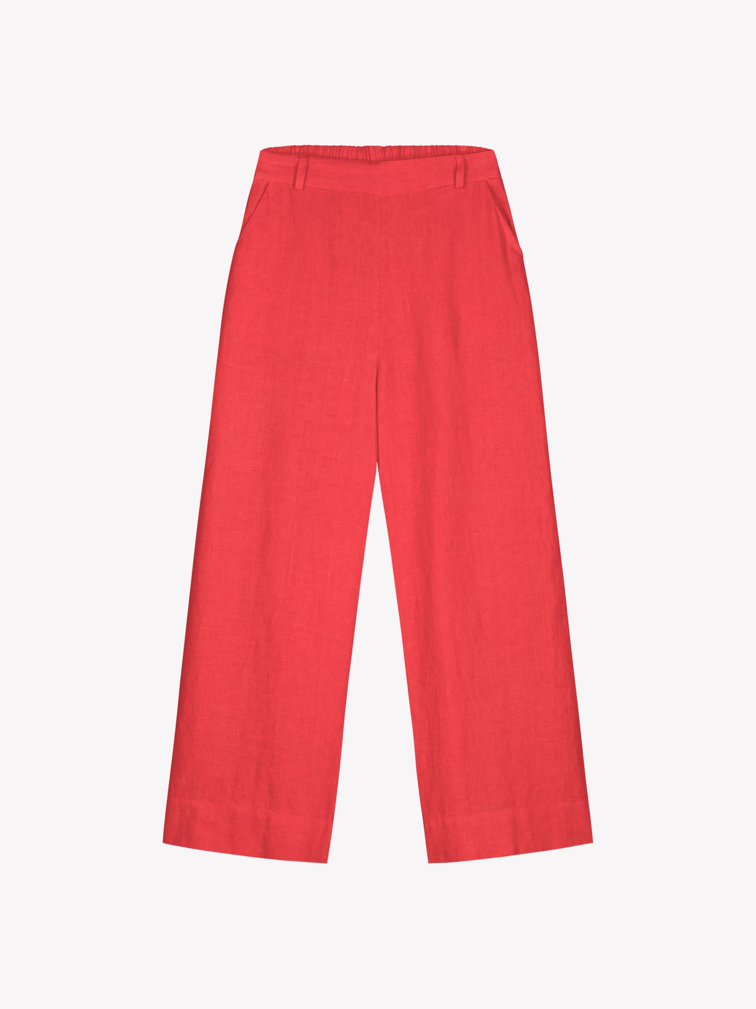 Nanso SAARI linen culottes with elasticated waist and side pockets in a sophisticated red shade in a product picture