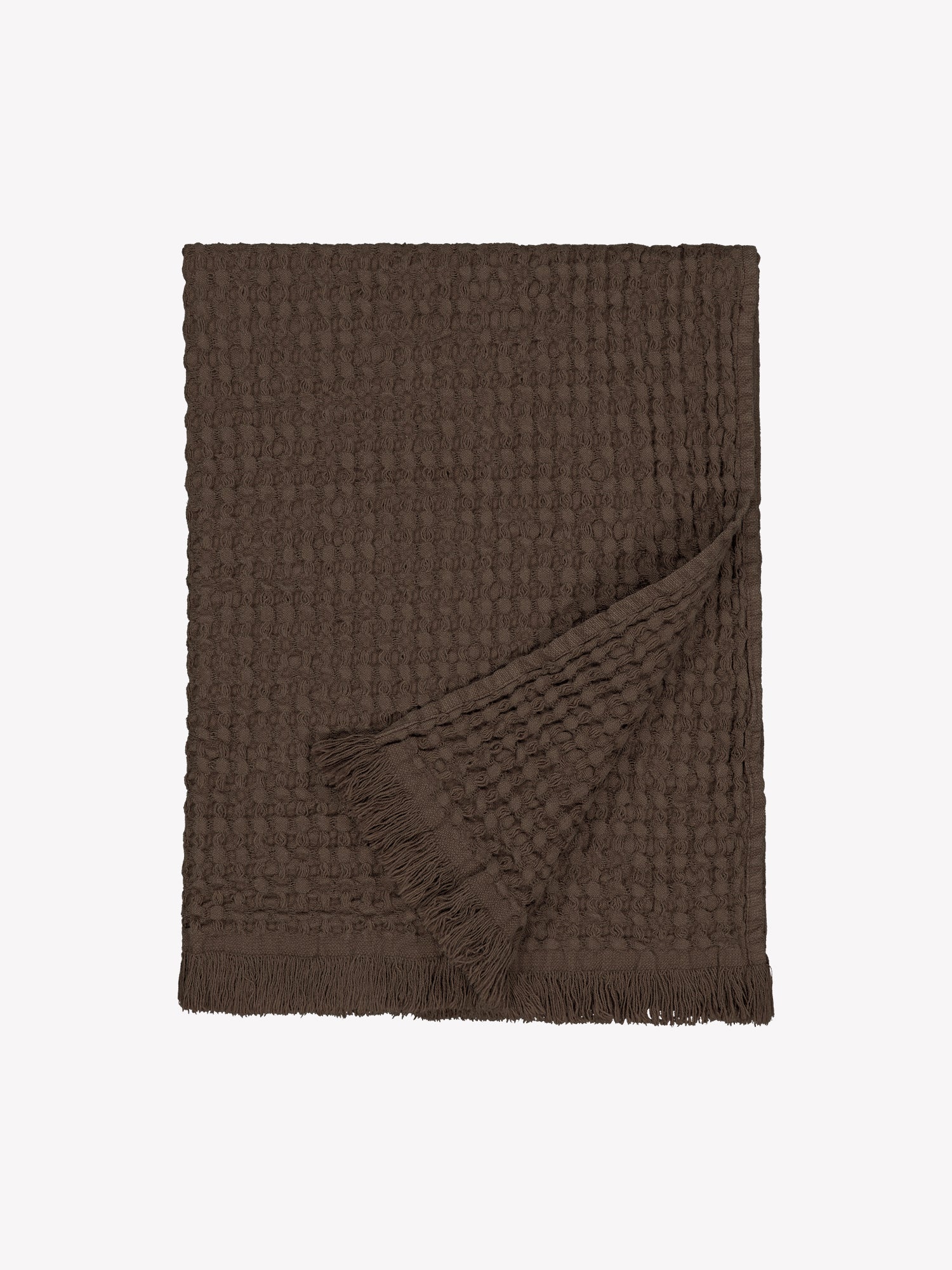 Vohveli hand towel in beautiful brown offers a perfect blend of the nostalgic waffle fabric and modern design, product picture