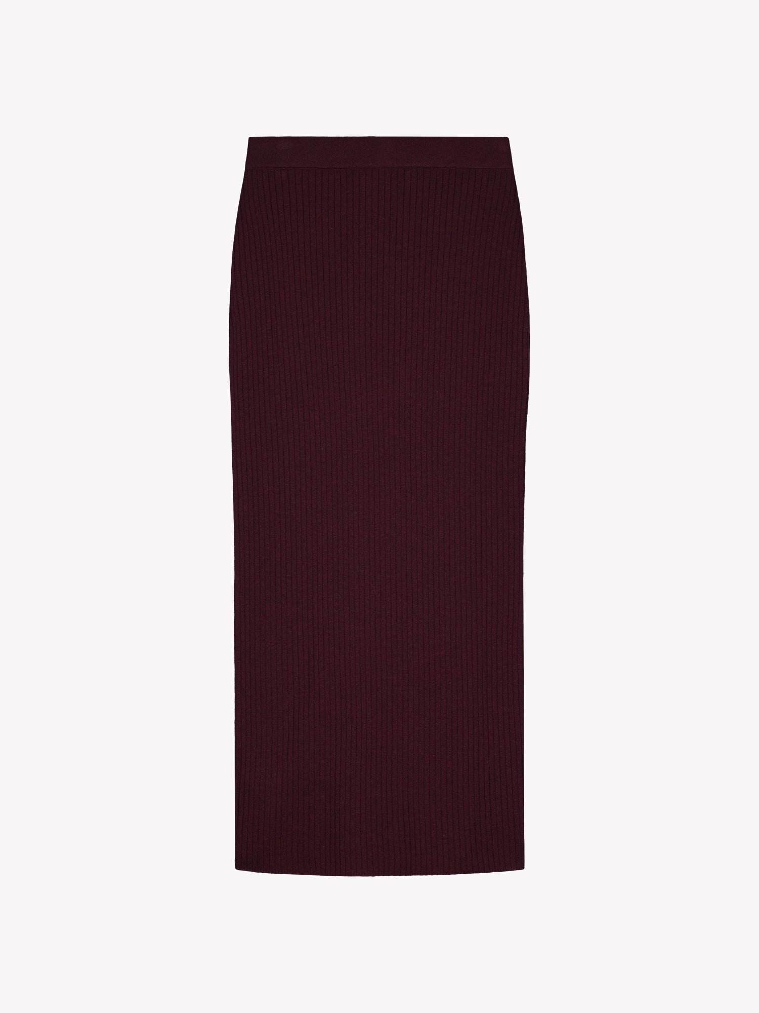 Women´s Villis ribbed knit skirt in burgundy crafted from a superior blend of merino wool and cotton, product picture