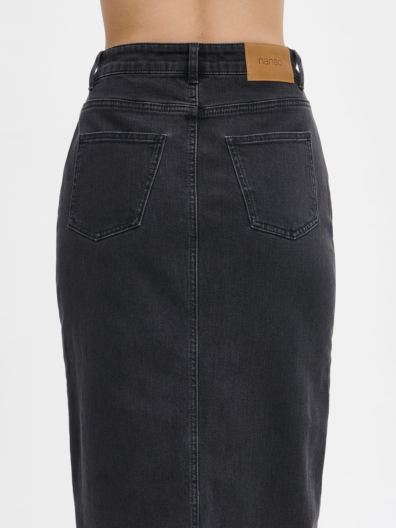 Nanso women's grey Suora denim skirt from the back