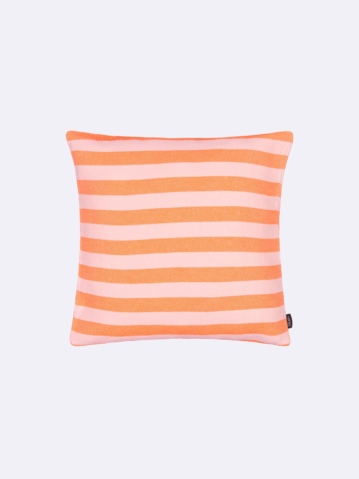 Nanso home's Kuutio pillow case in orange from front in stripe.