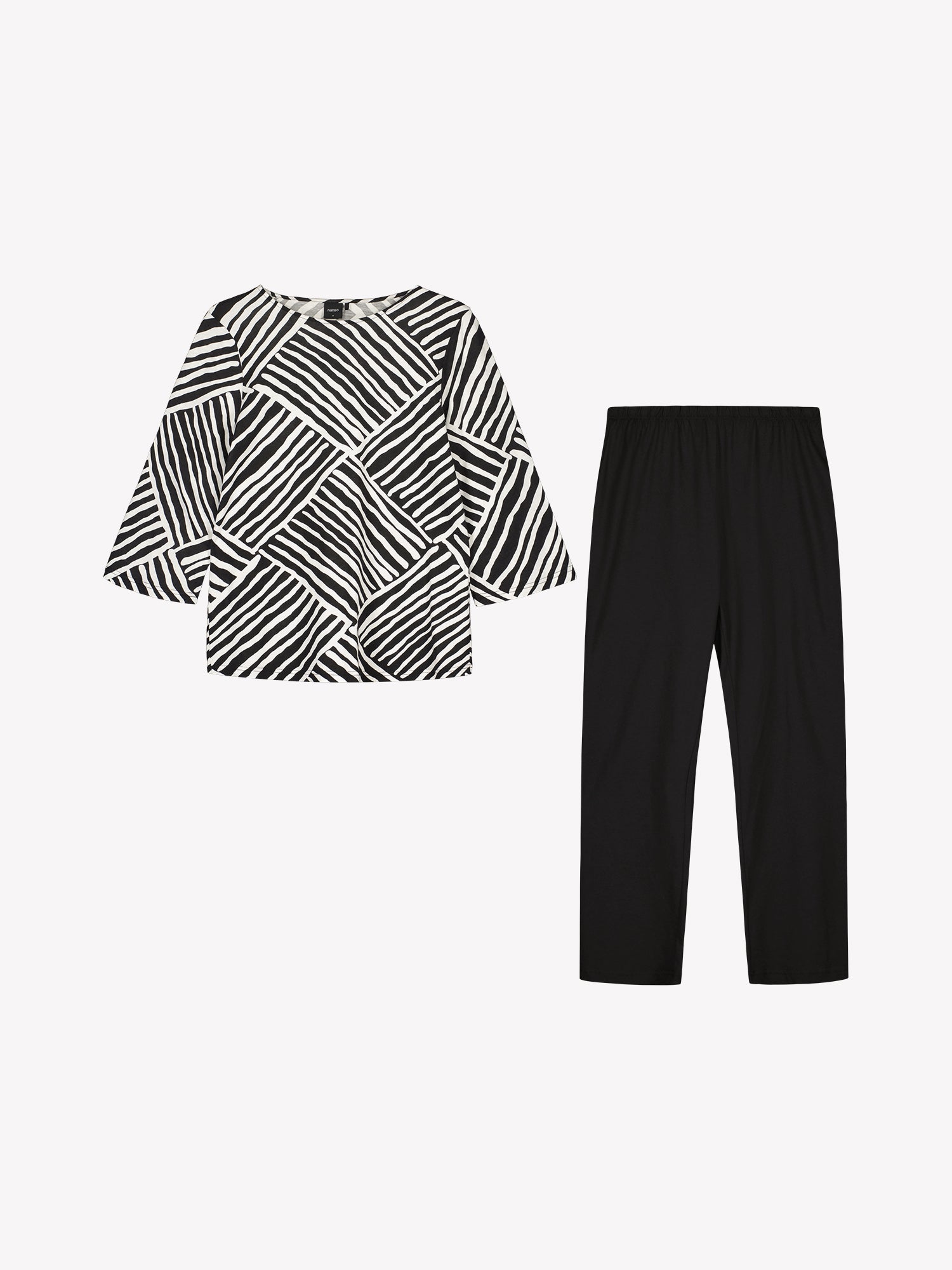 The pajama set in a product picture.
