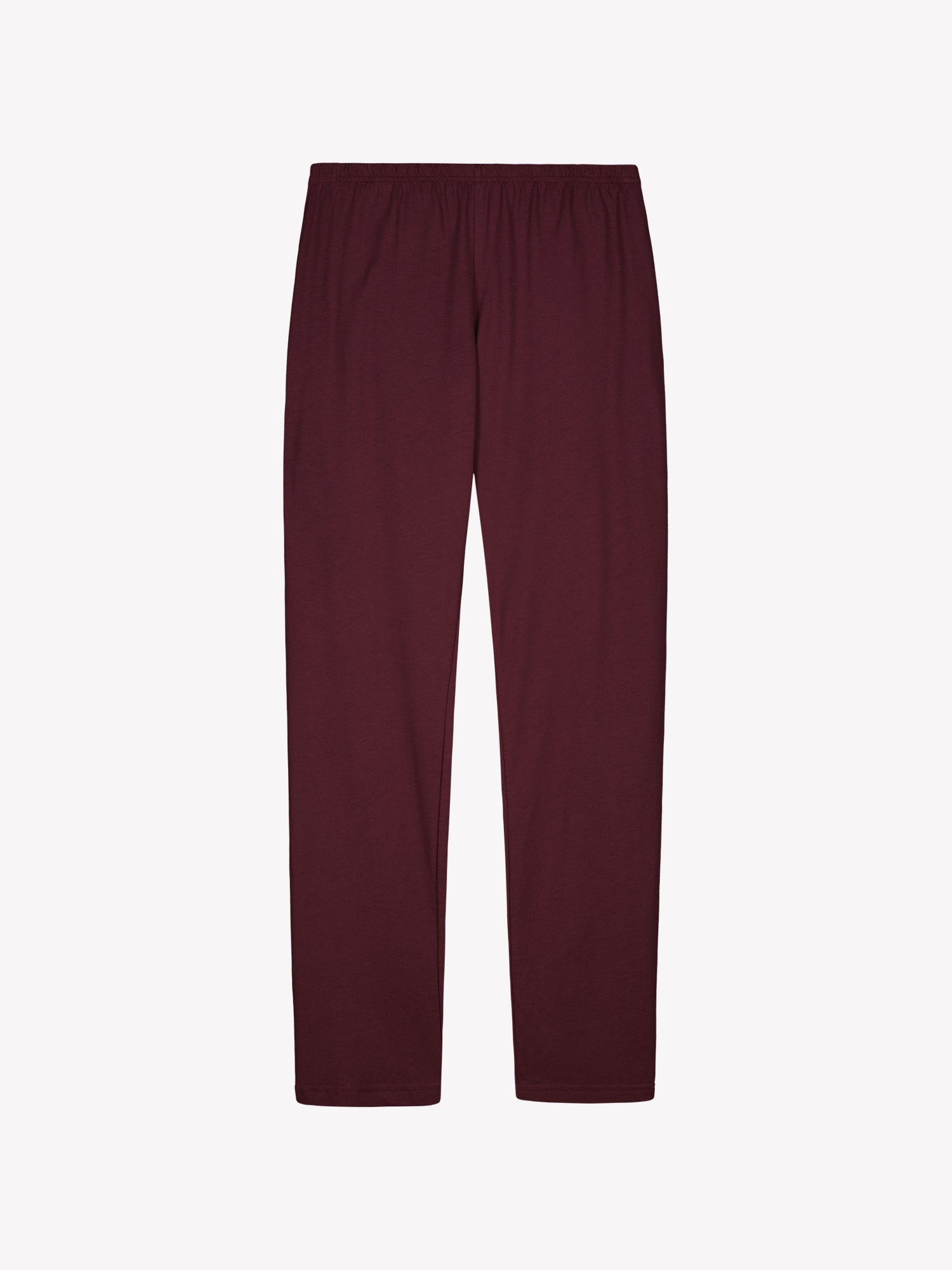 The Rusetti pajama pants in burgundy in a product picture.
