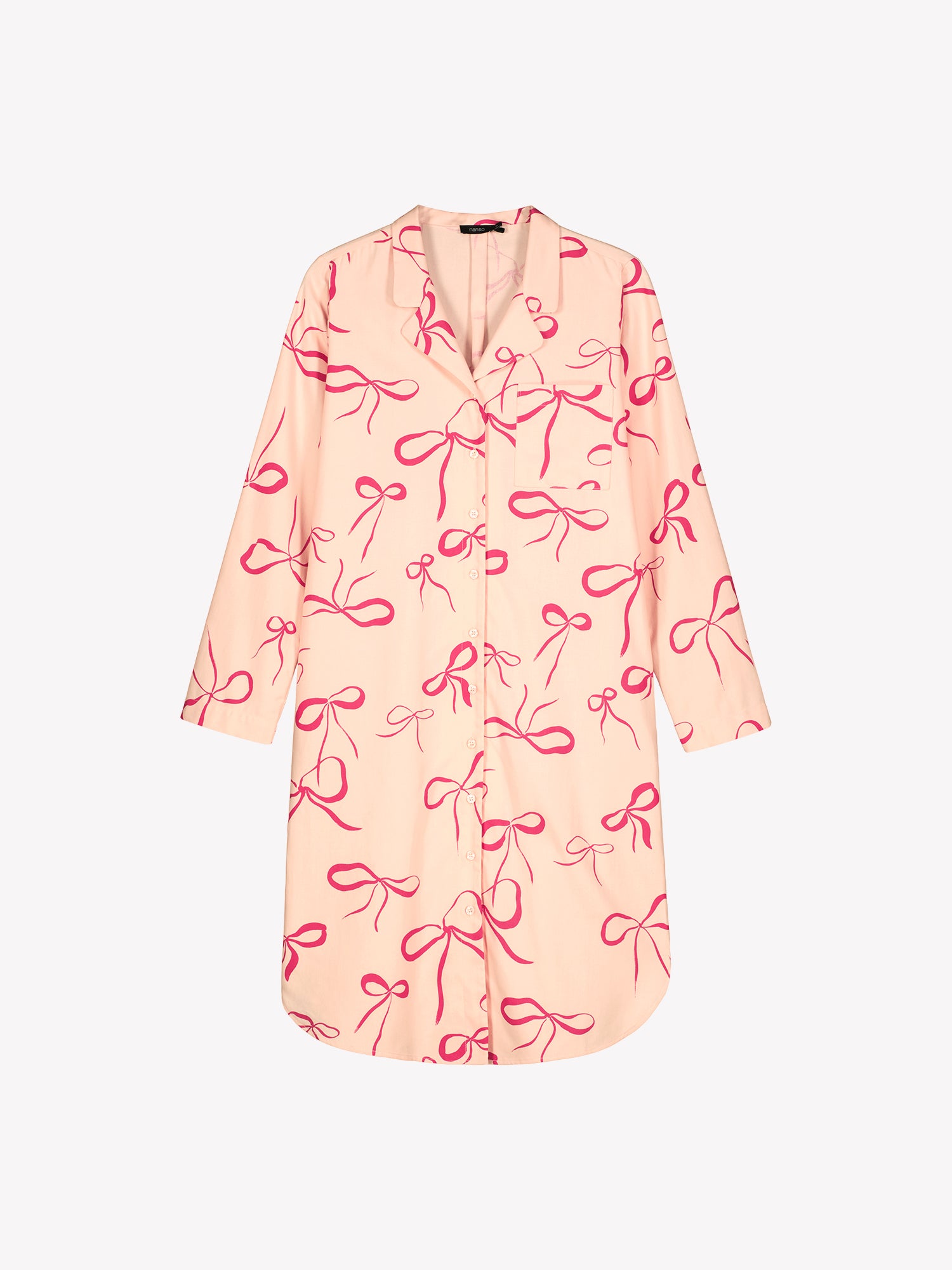 The pink Rusetti nightgown in a product picture.