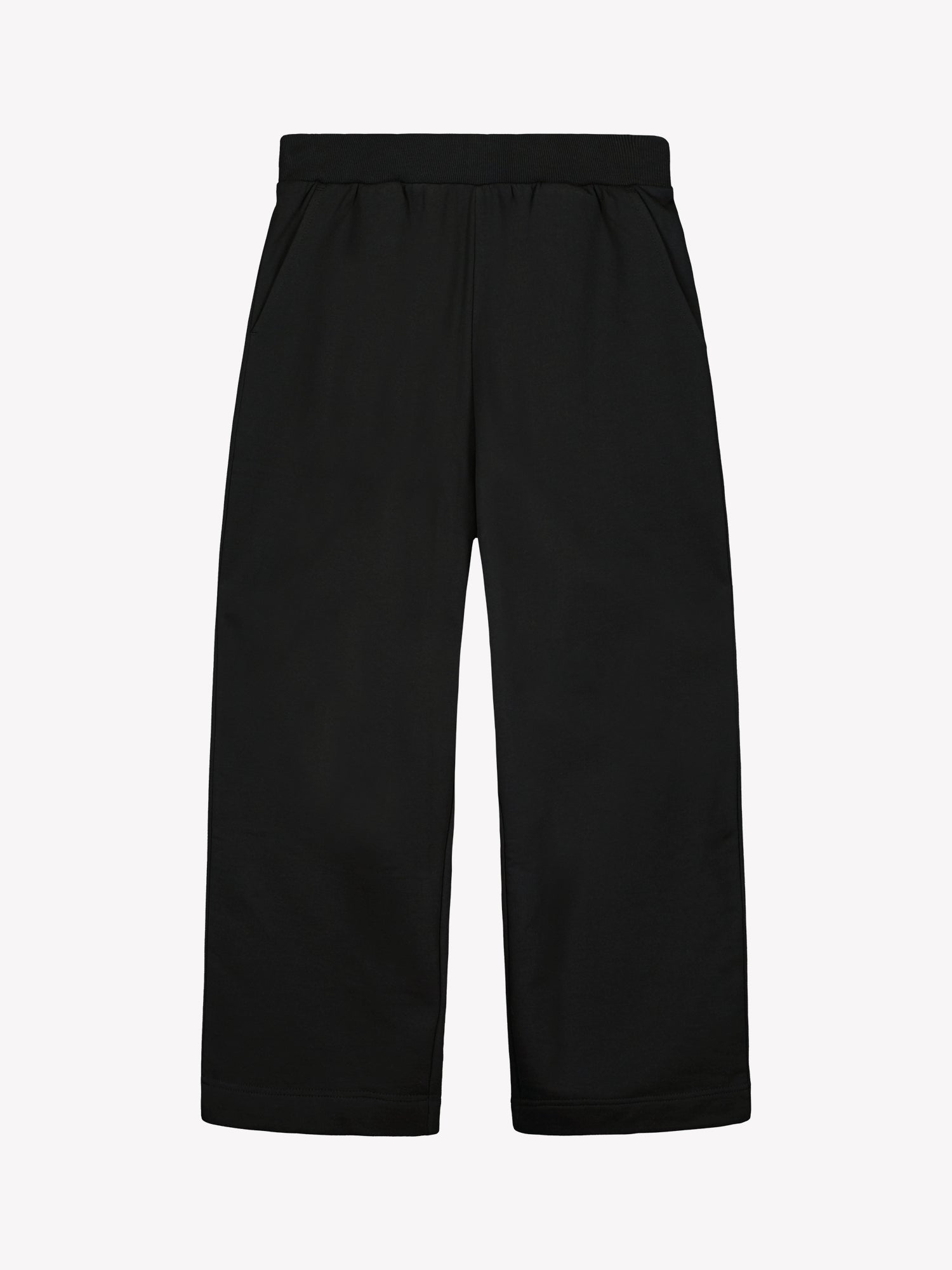 Black Koto pants on a white background from the front in a product picture.