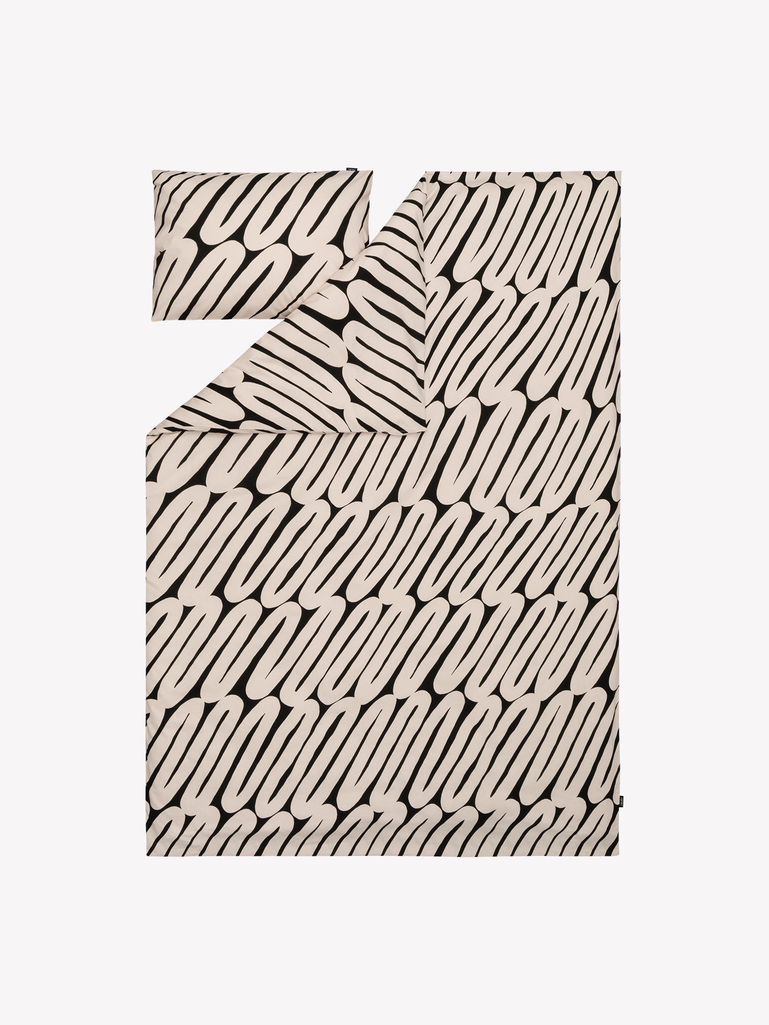 Nanso home's Laskos duvet cover in beige open in a product picture.