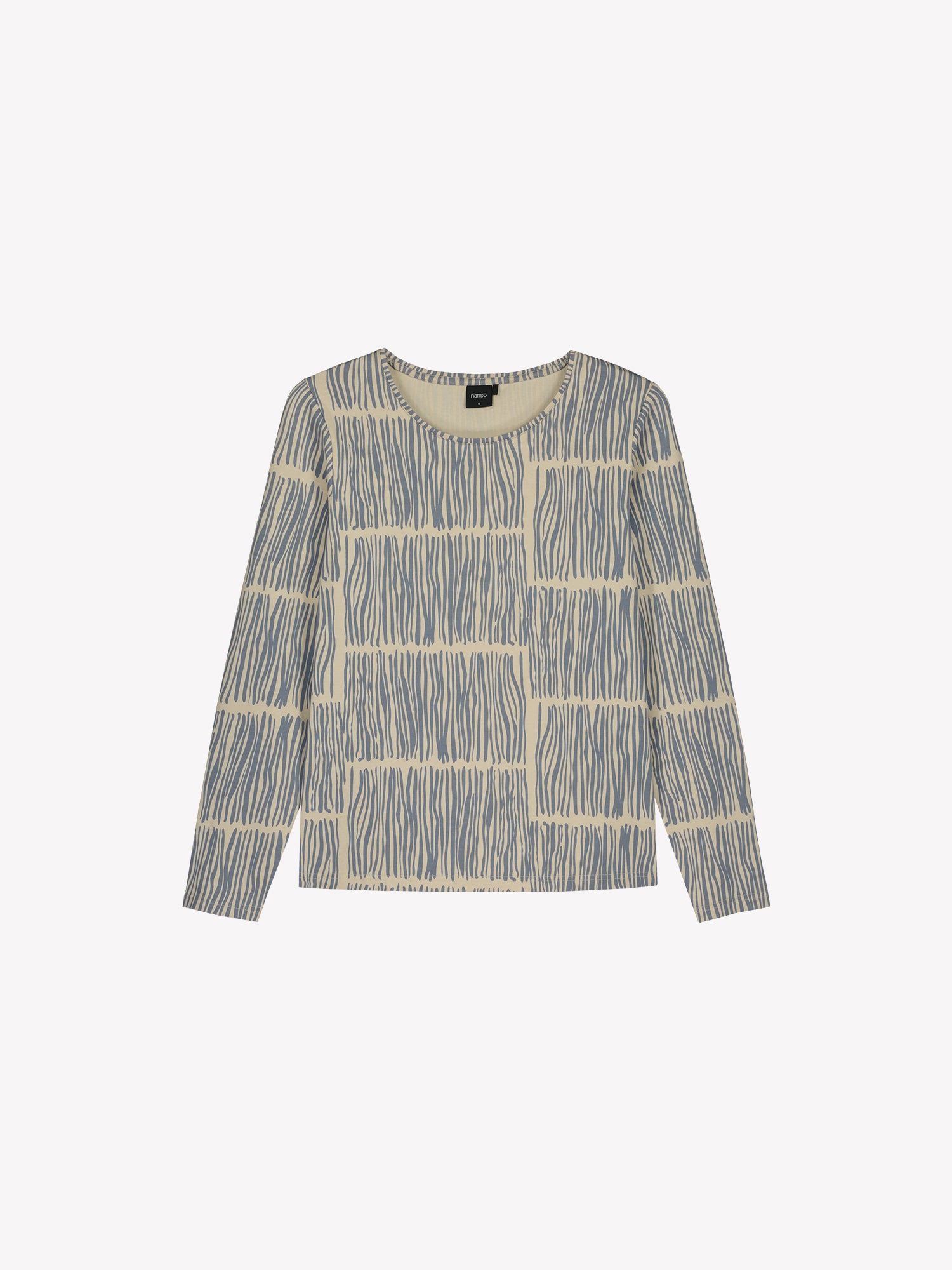 Nanso women's Ruoko jersey blouse in a product picture.