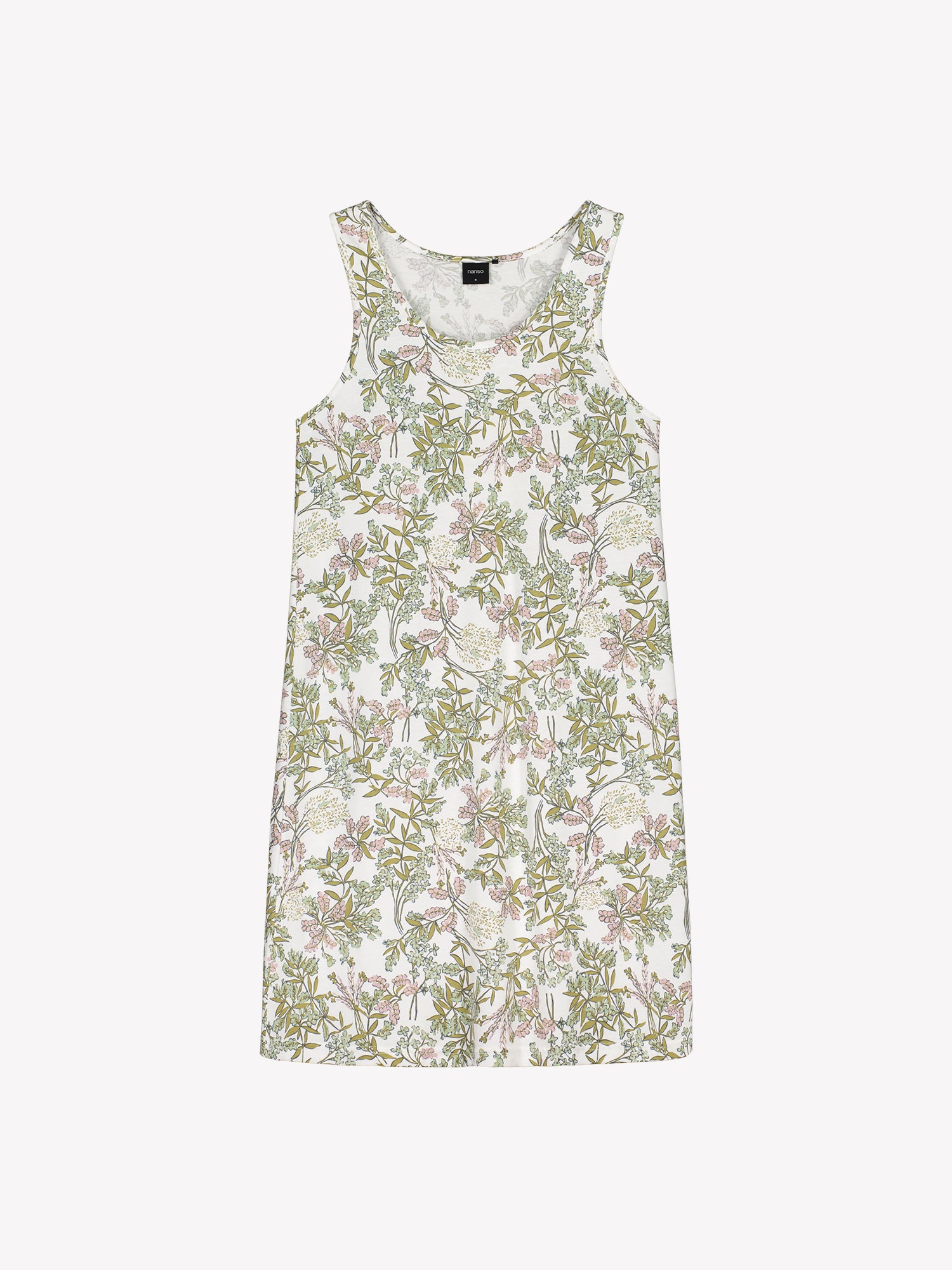 Nanso LAVENTELI Short Sleeveless Nightgown featuring a harmonious floral pattern in a product picture.