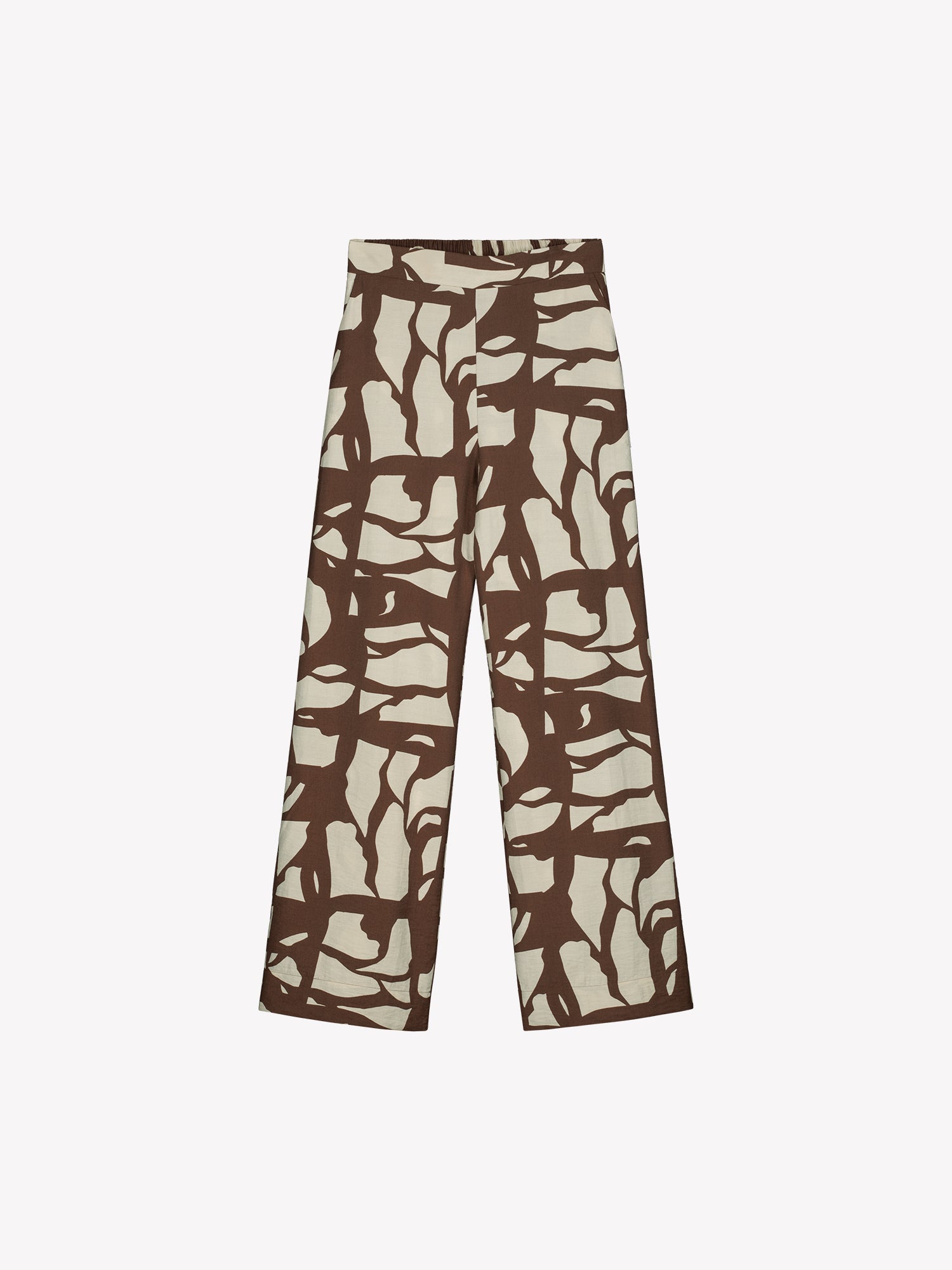 Nanso women's relaxed wide-leg Palsta trousers with side pockets and a stylish two-tone pattern in a product picture