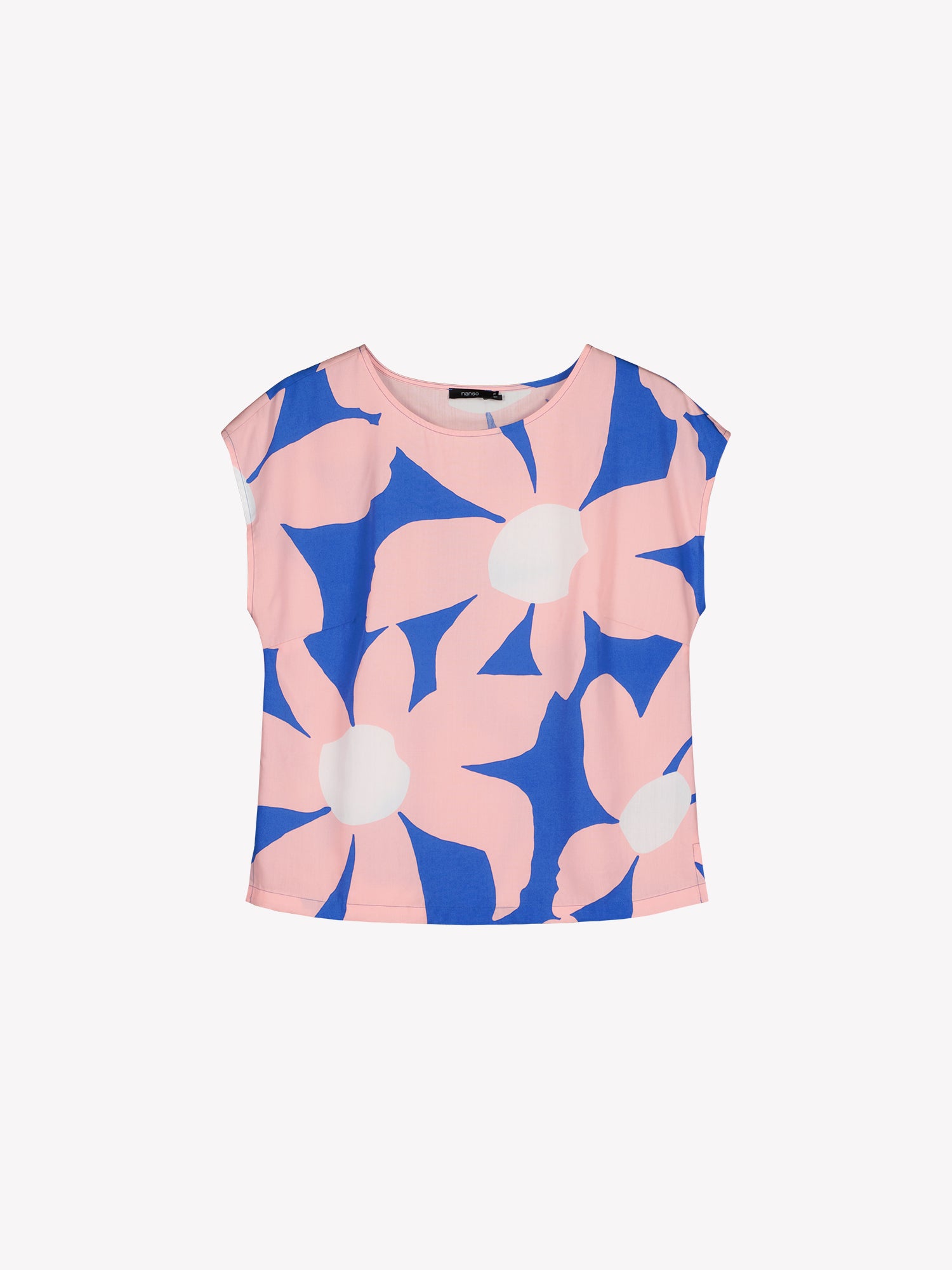 Nanso women's patterned floral ROSI Blouse in pink and blue, in a product picture