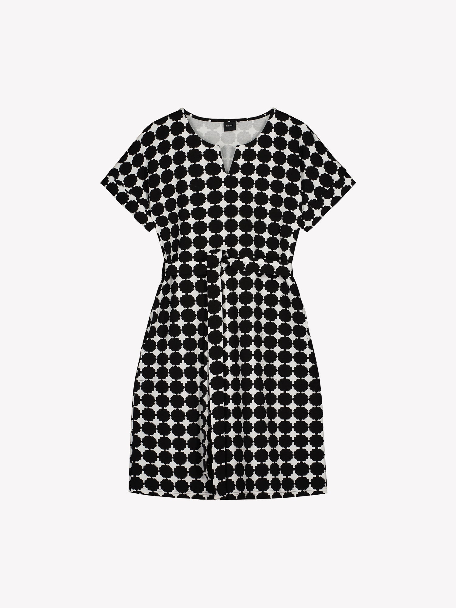 Nanso women's stylish patterned black and white Avene jersey dress for women in a product picture