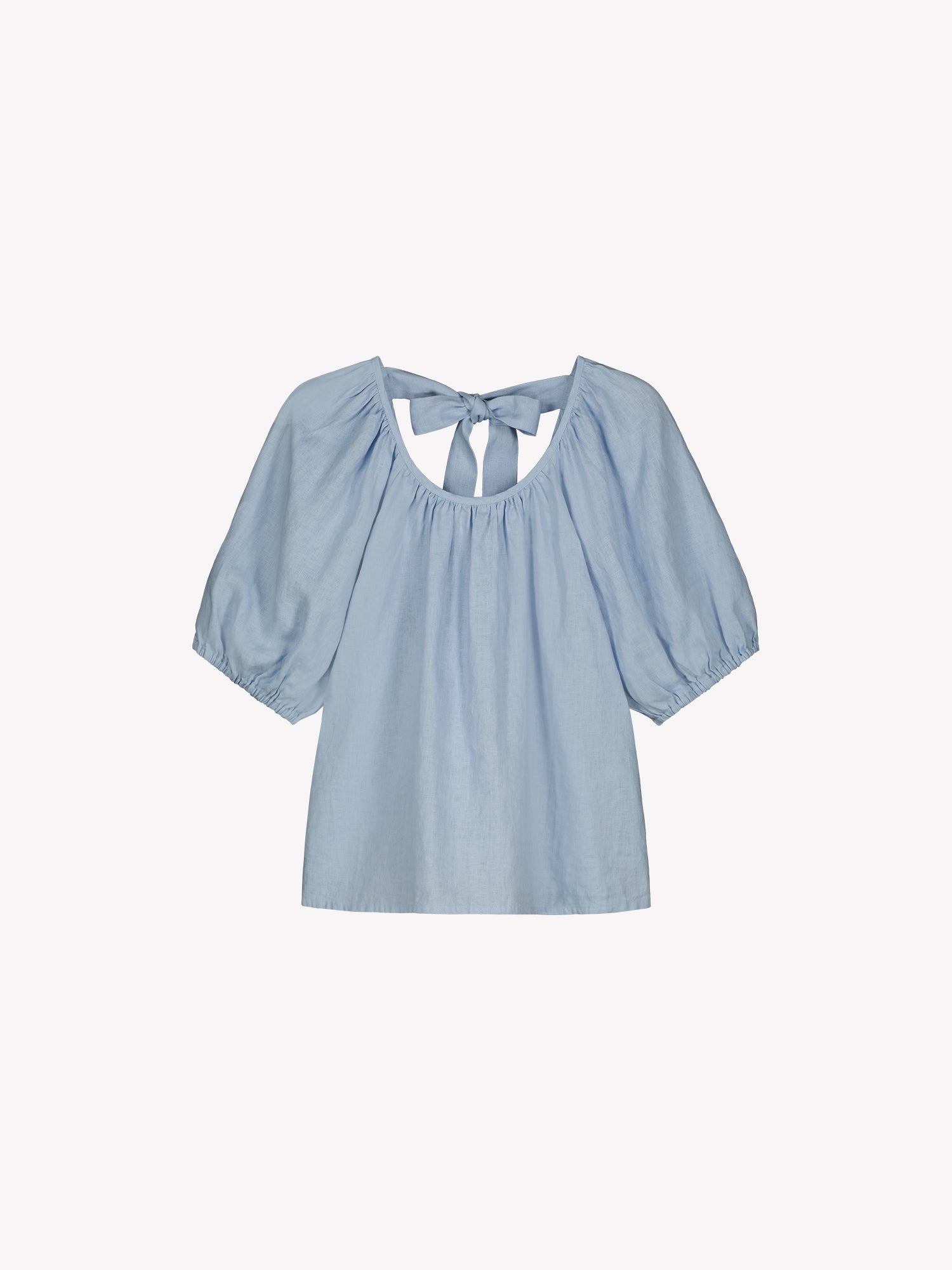 Nanso women's Donna linen blouse in a light blue shade in a product picture