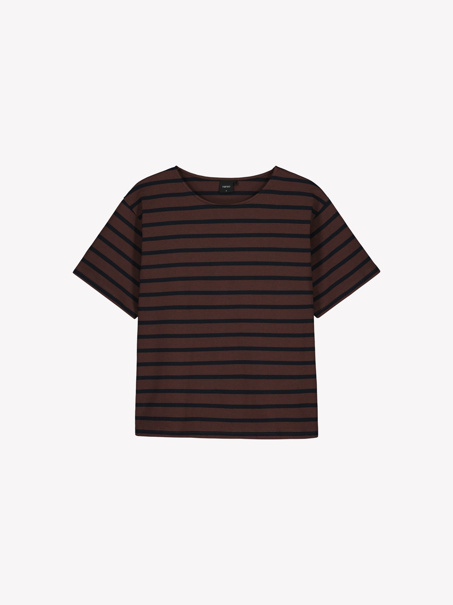 Nanso timeless brown striped short-sleeved Breton T-shirt, in a product picture