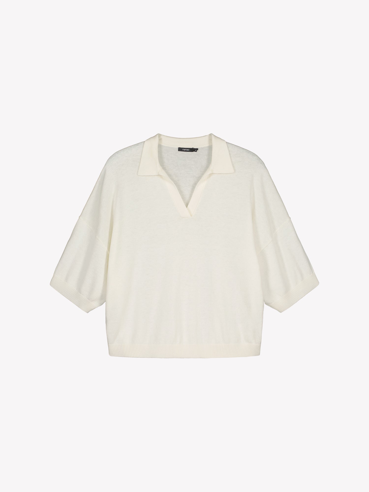 Nanso women's natural white, timeless Villis knit sweater with collar details ina product picture
