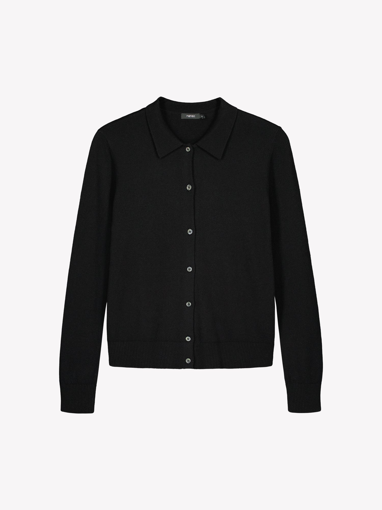 Nanso women's timeless black collared Villis cardigan in a product picture