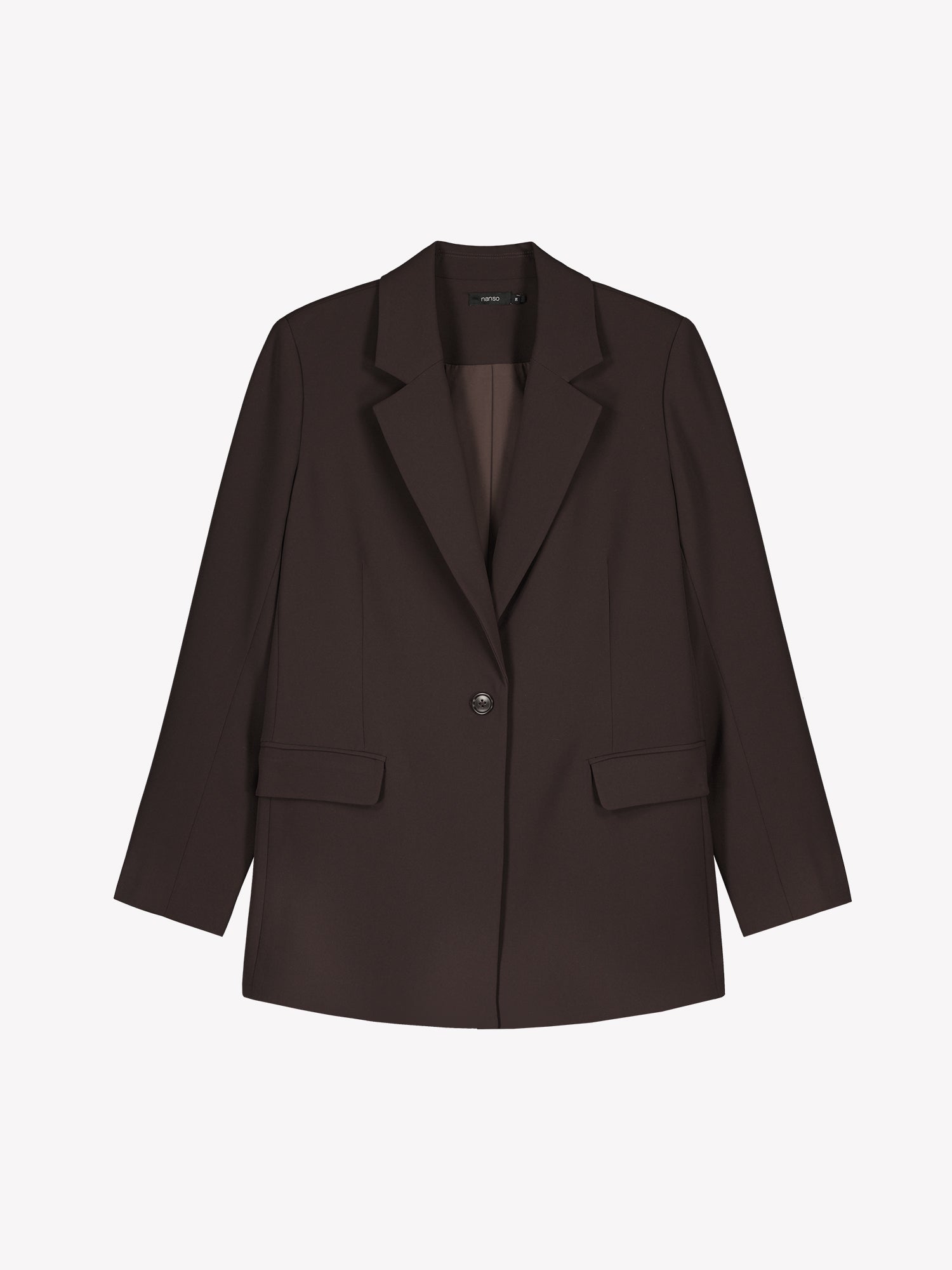 A stylish women's Eeva blazer in a rich brown shade with a relaxed yet structured silhouette, product picture