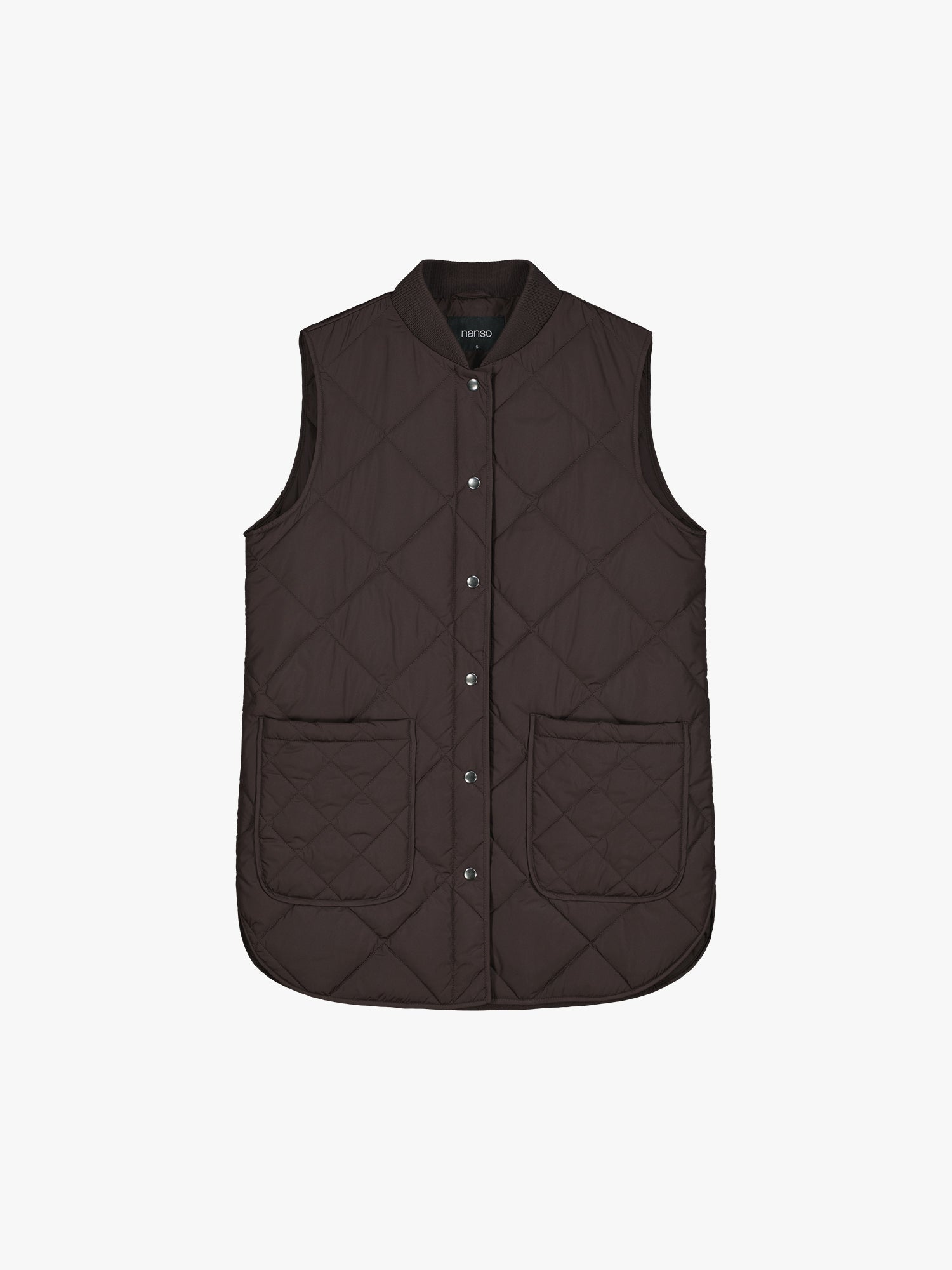 Nanso women's beautiful classic quilted vest in dark brown in a product picture