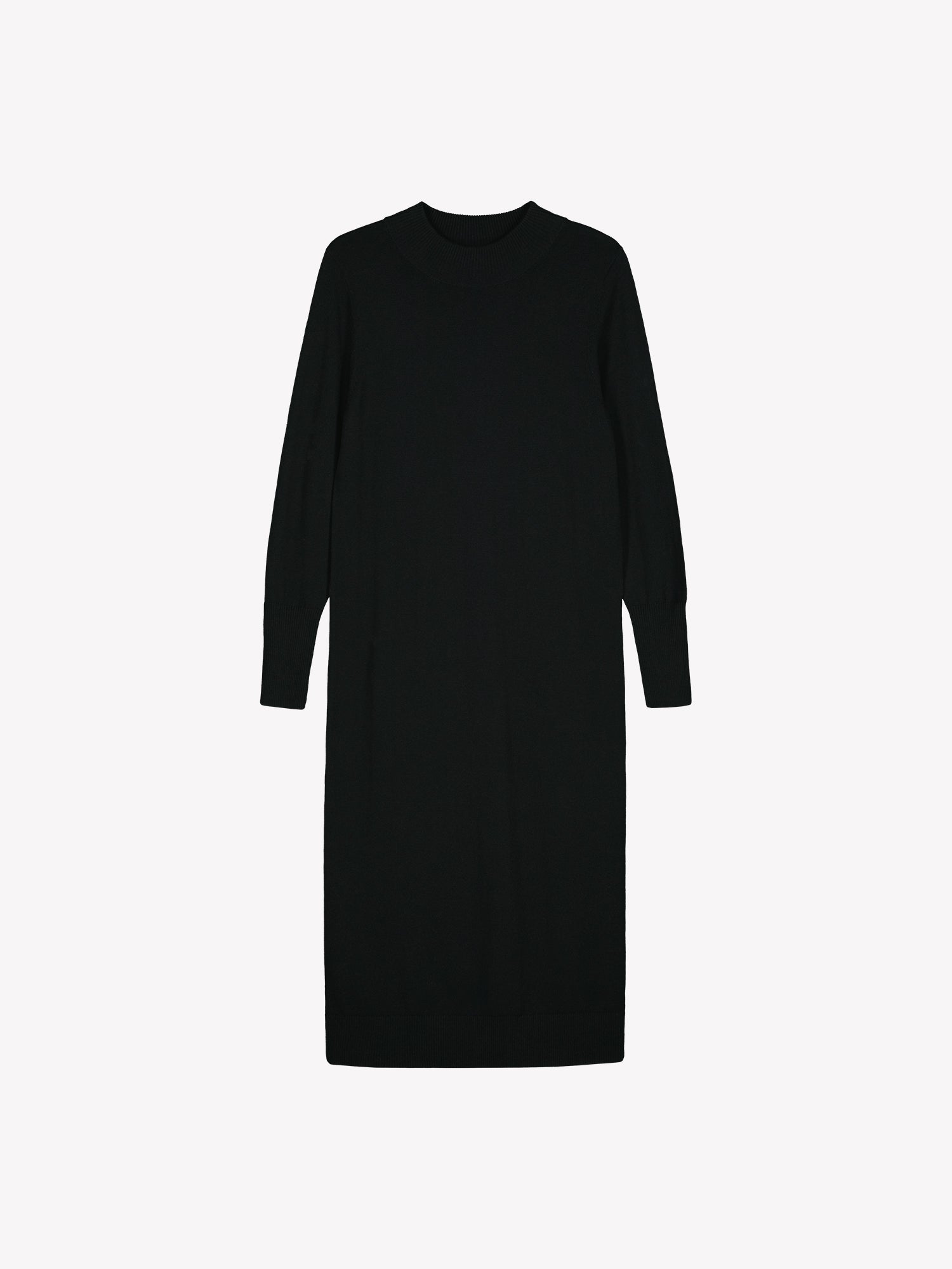 Nanso women’s Villis knit dress is a timeless choice. Black straight-fit style in a merino wool and cotton blend