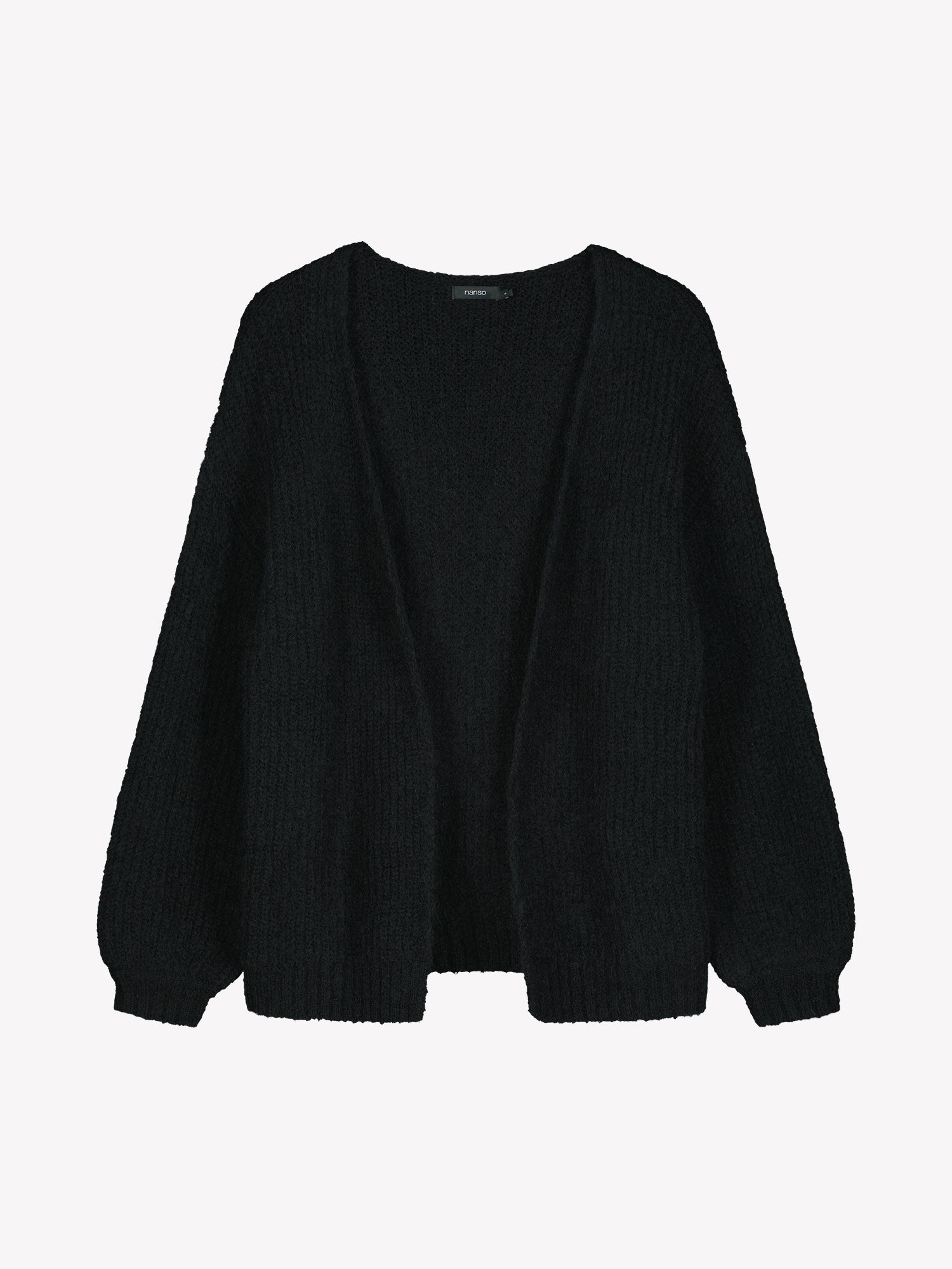 Nanso's women's luxurious black knit Karamelli cardigan