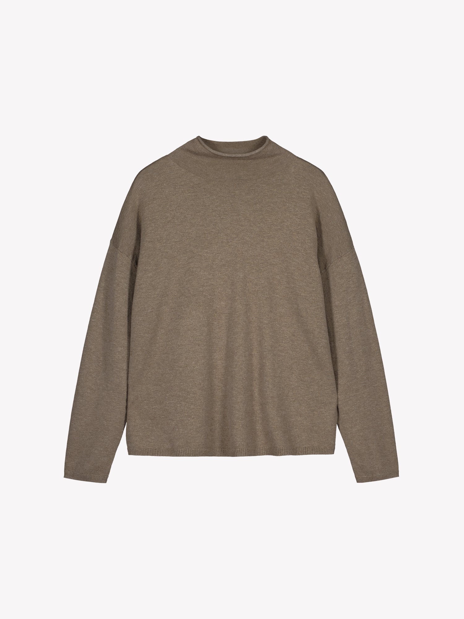 Women´s grey brown Villis long-sleeved sweater. In a product image.