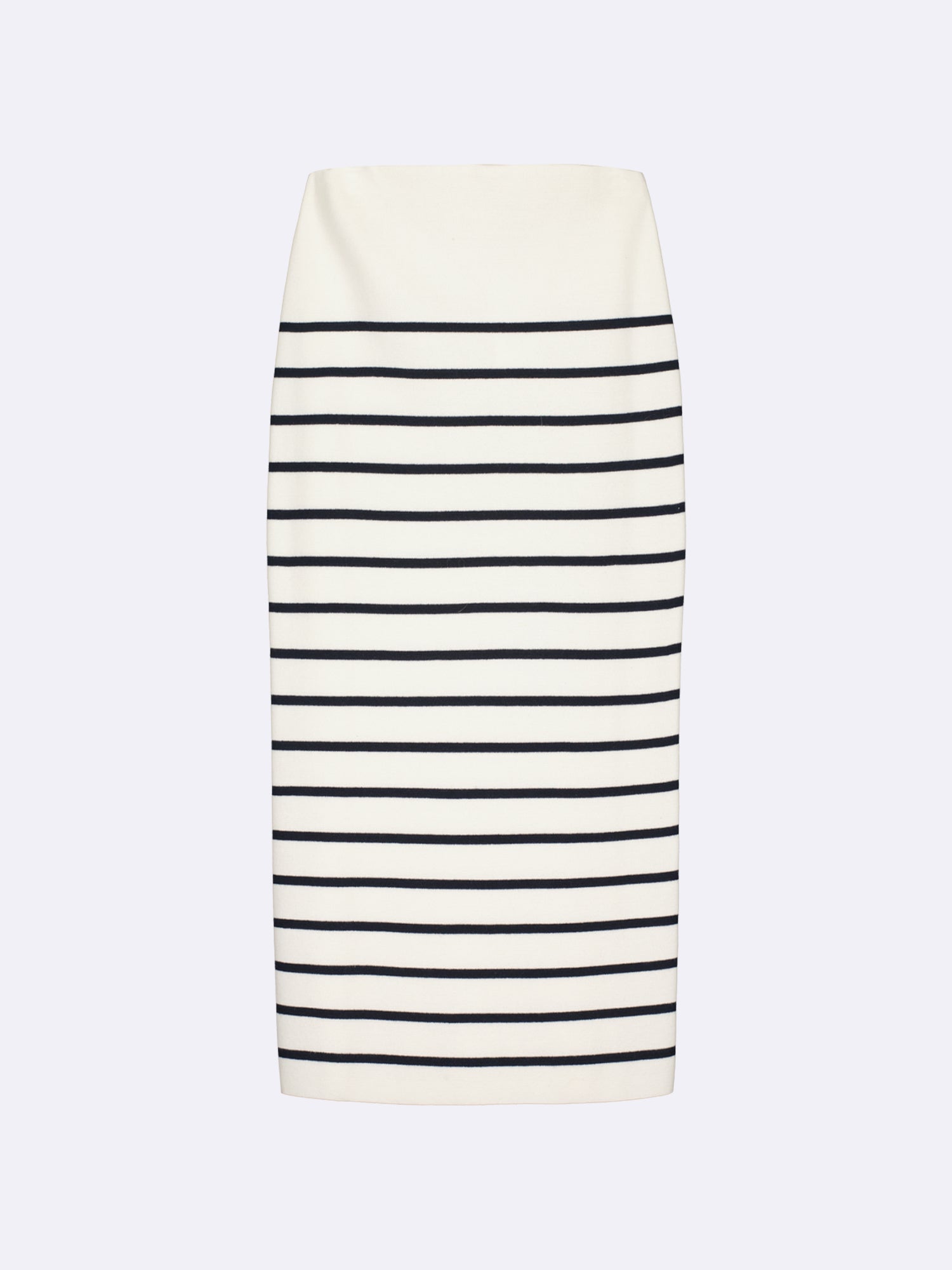 Striped skirt with black and white pattern on a light gray background