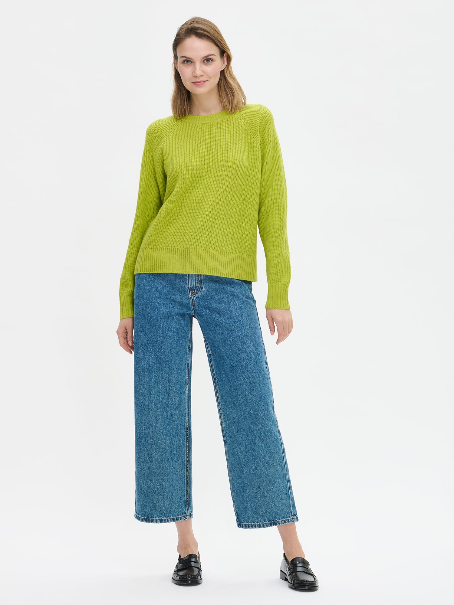 Nanso women's Pamela knit sweater in green offers warmth and softness for all seasons