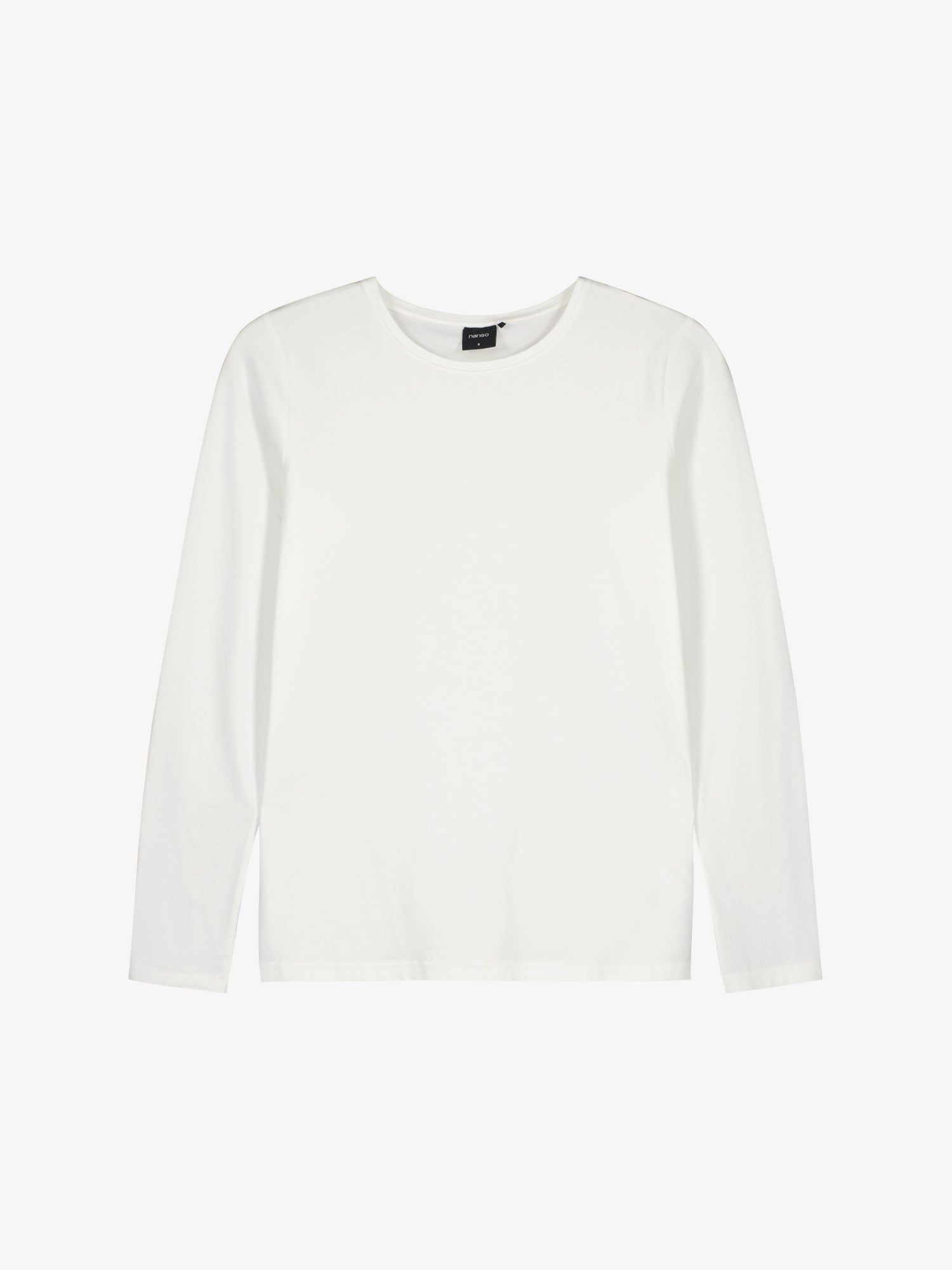 Nanso women's classic off white long-sleeved Basic shirt with a round neckline