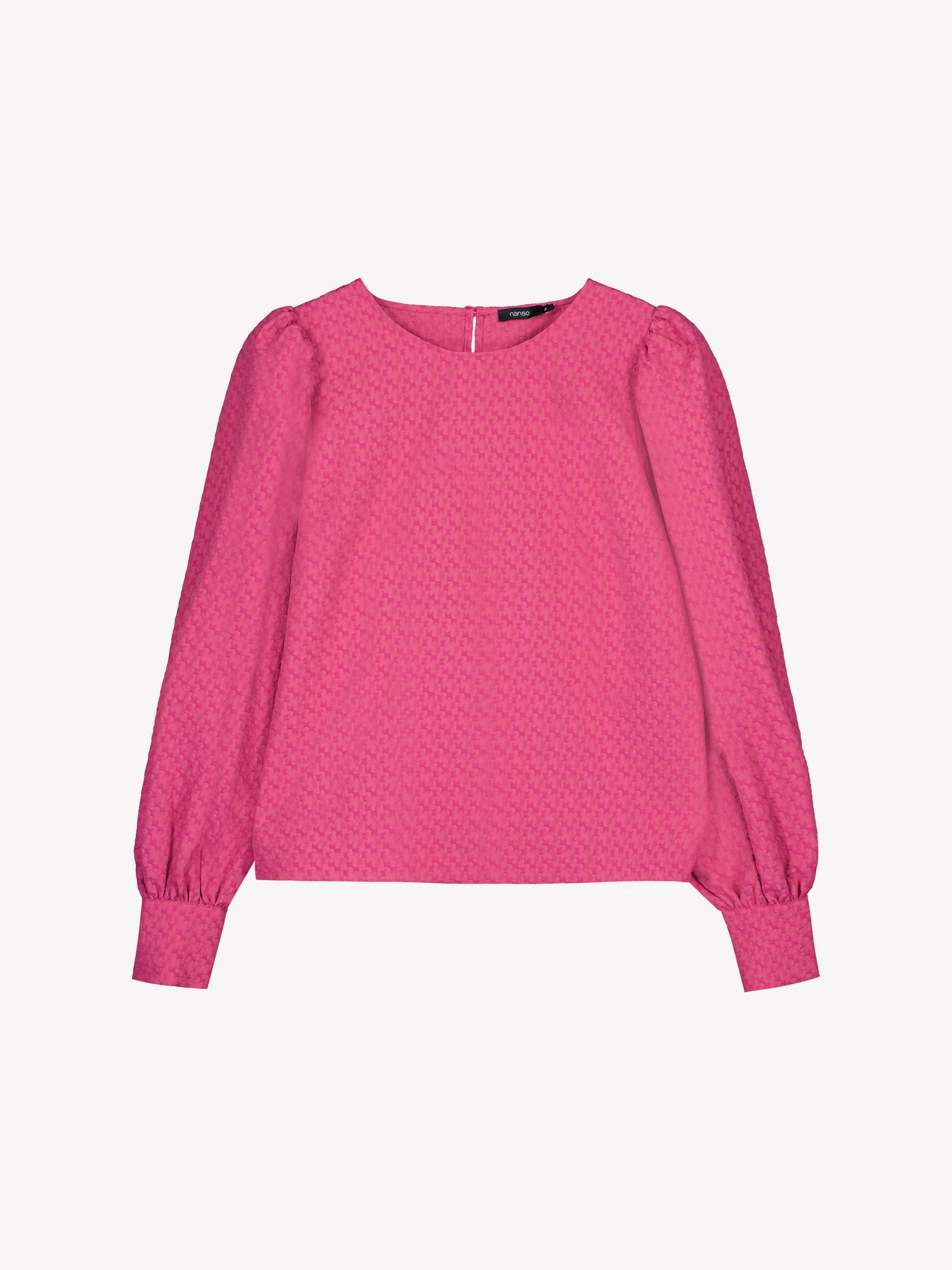 Nanso's stylish women's blouse in pink features a beautiful textured surface