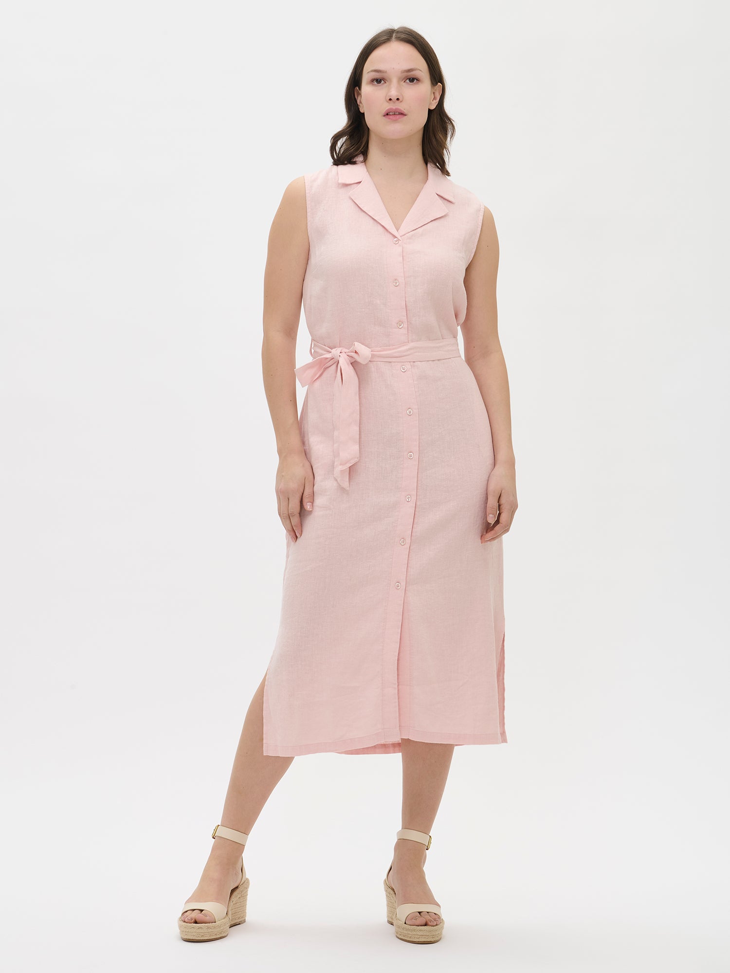 open lace back dress Angelina Linen Maxi Dress main image 0