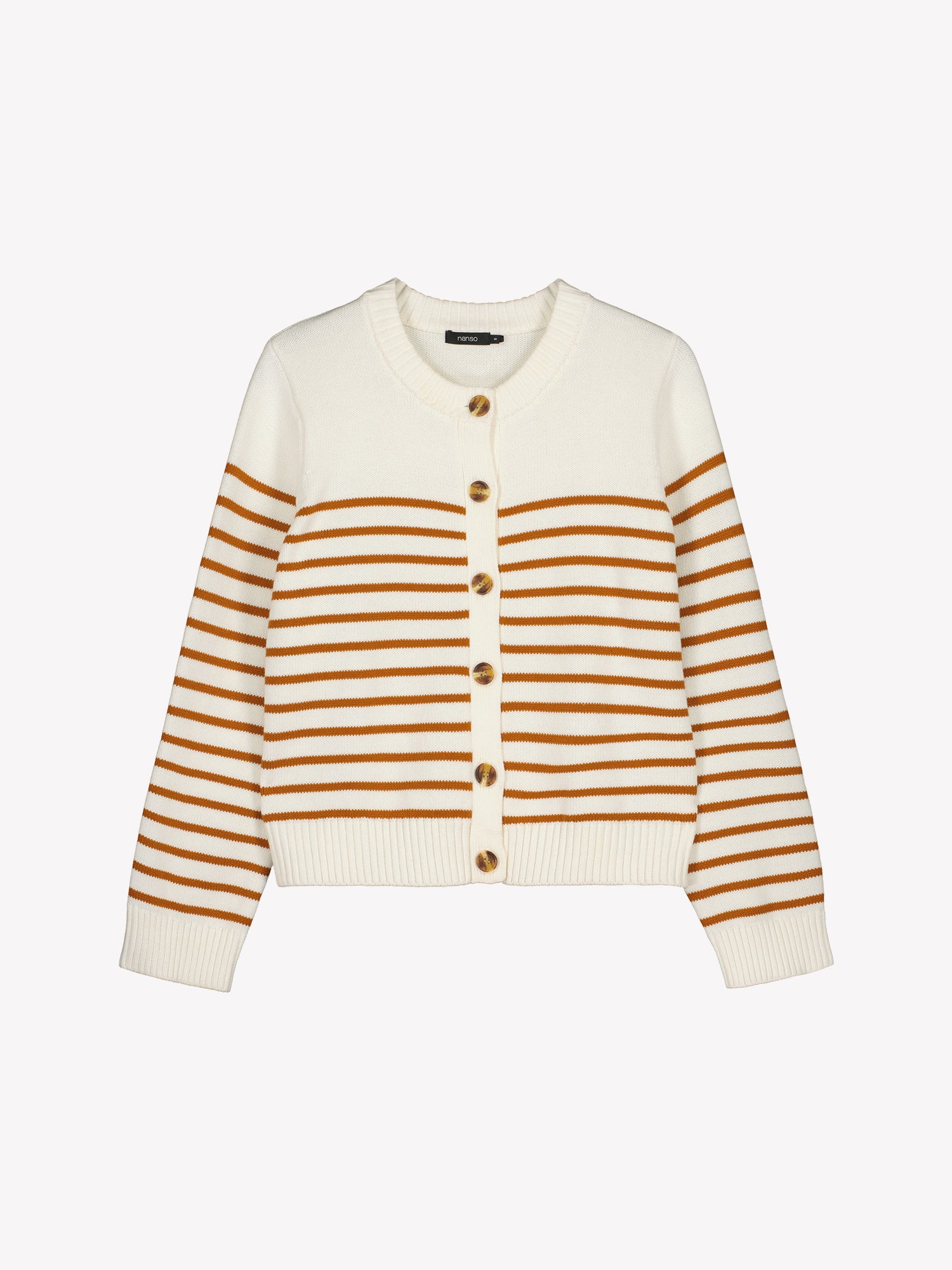 Nanso women's straight-cut striped Mira knit cardigan with buttons