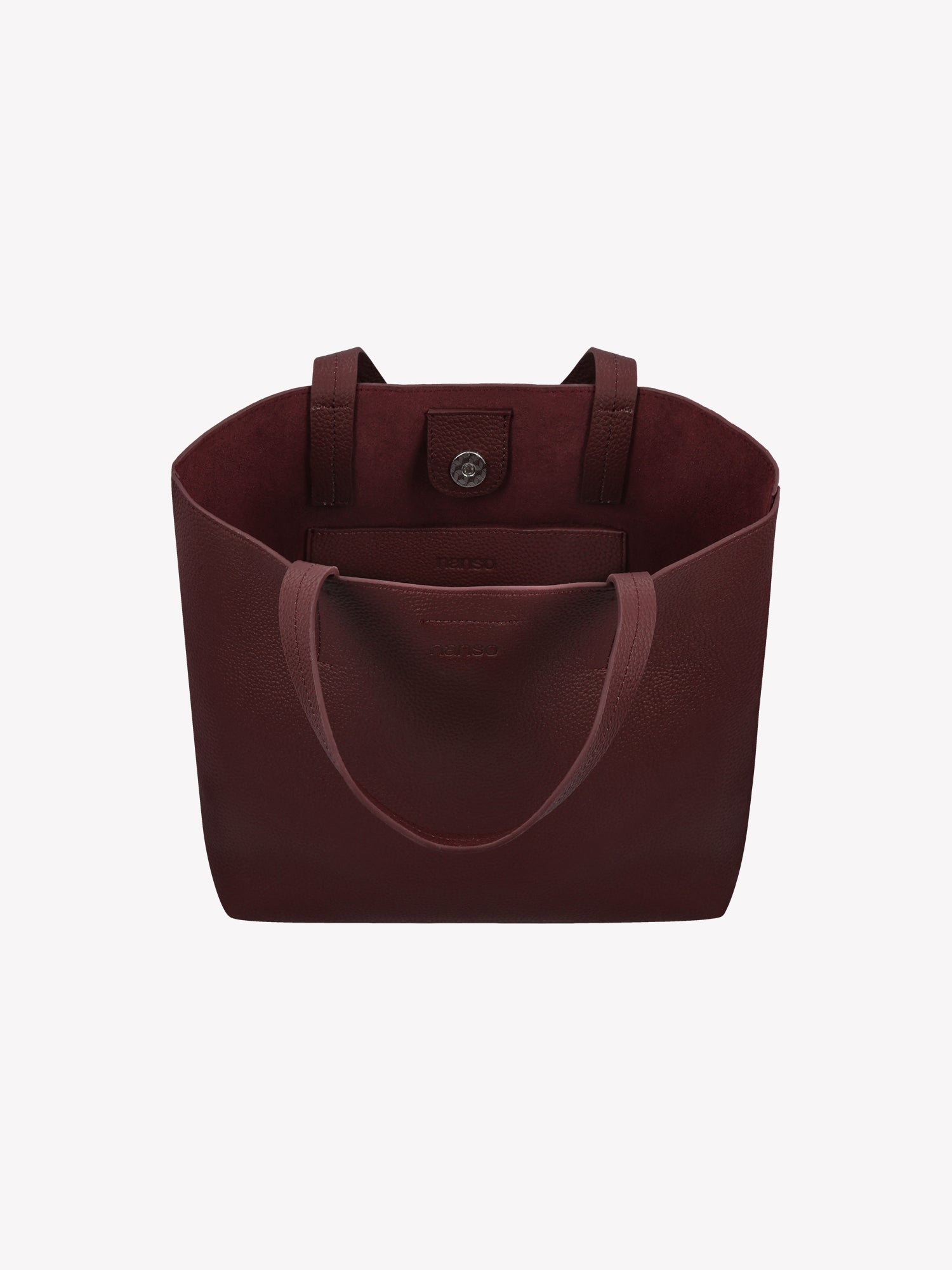 Nanso elegant burgundy Naru Tote leather bag, detail