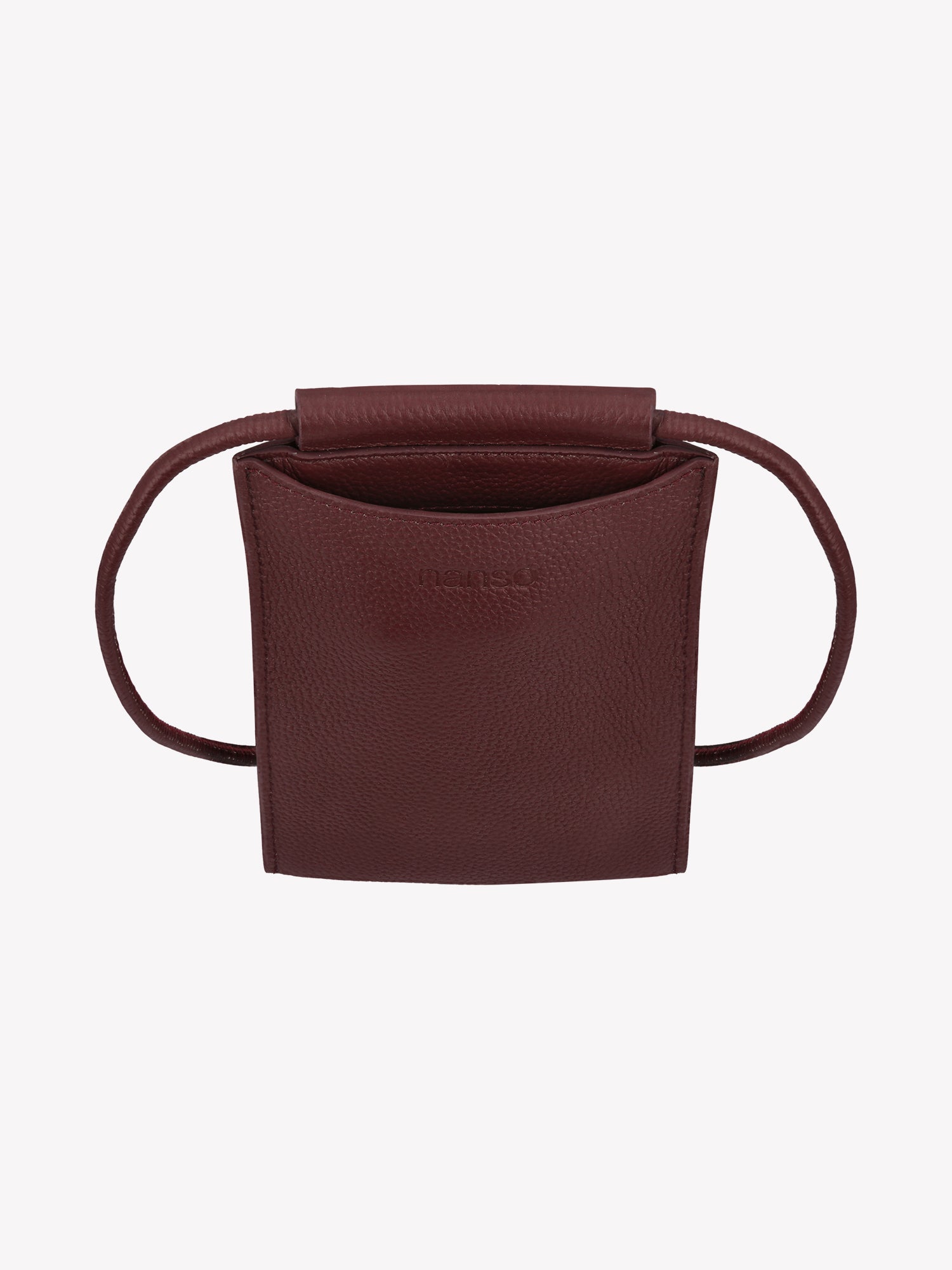 Nanso stylish burgundy Mini Naru phone bag, detail