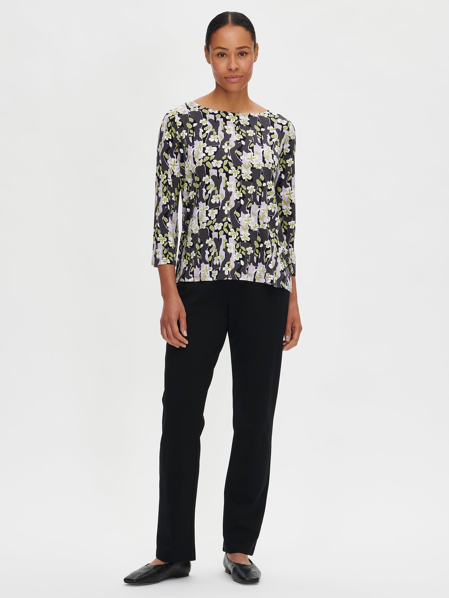 Nanso women’s patterned grey Bootsit blouse from the front