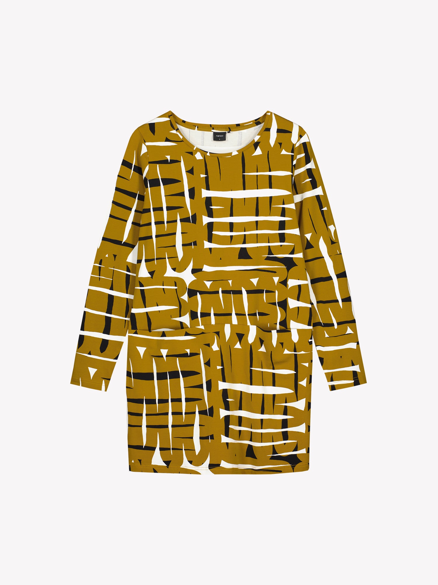 Nanso women's brown Kaiku tunic features a patterned design and a straight silhouette