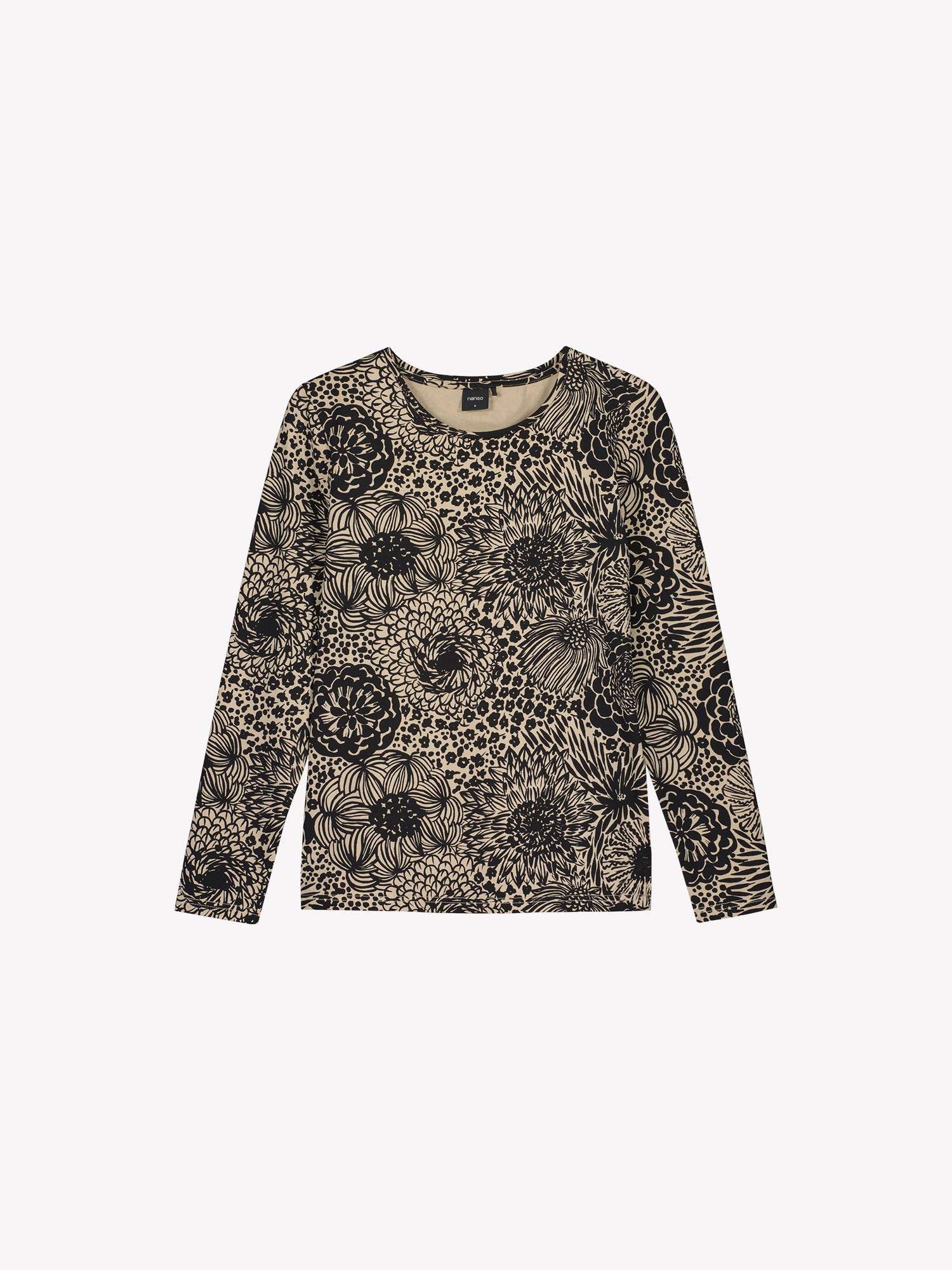 Nanso women’s patterned floral beige Huvi blouse.