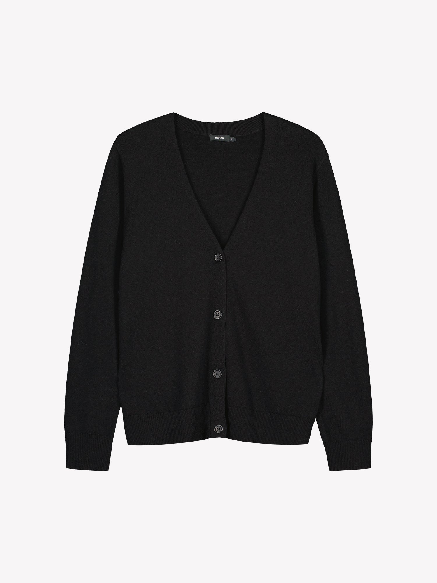 Women's solid-color "Villis" cardigan in black. In a product image.