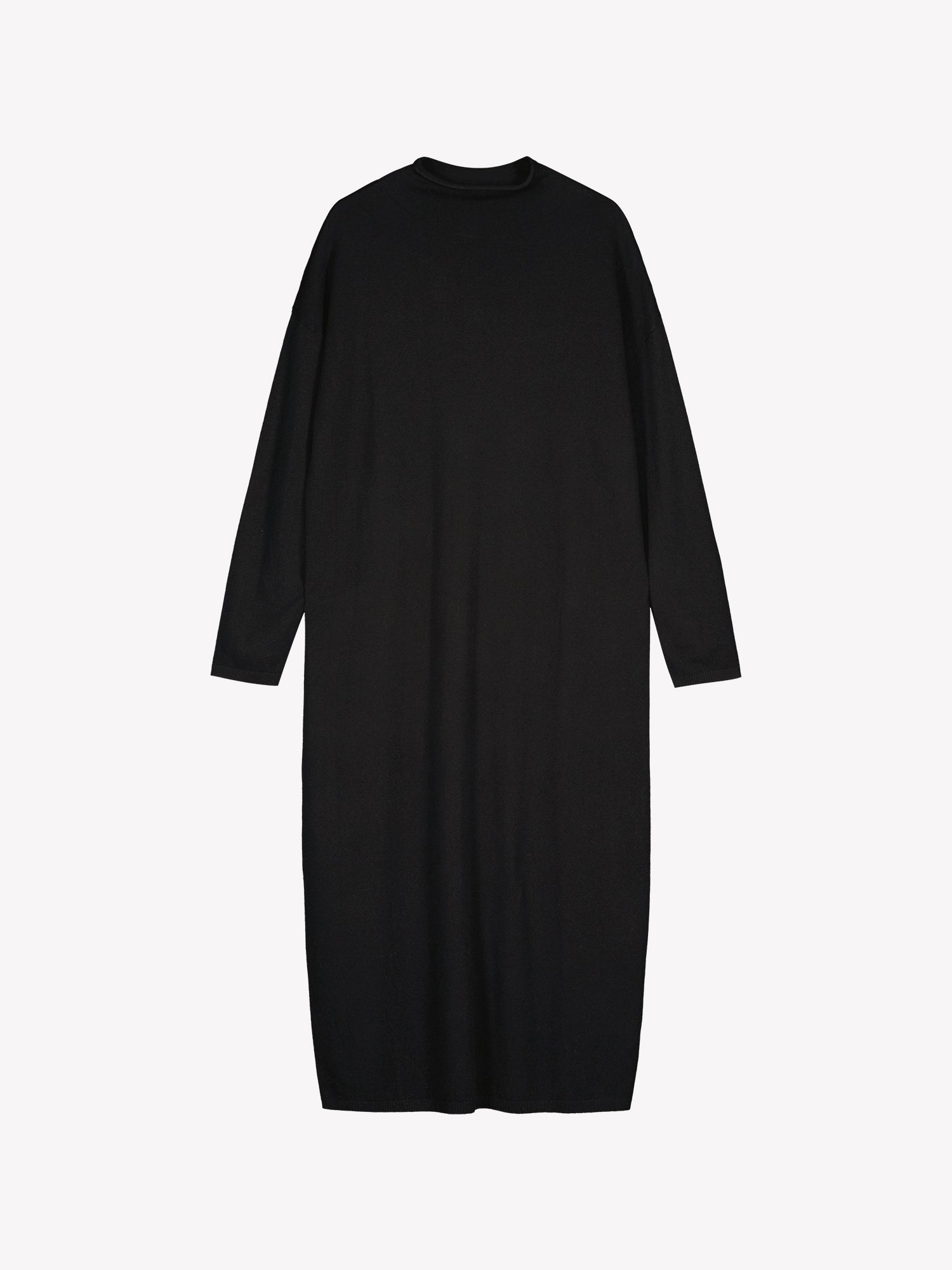 Women's Villis knit dress in black. In a product image.