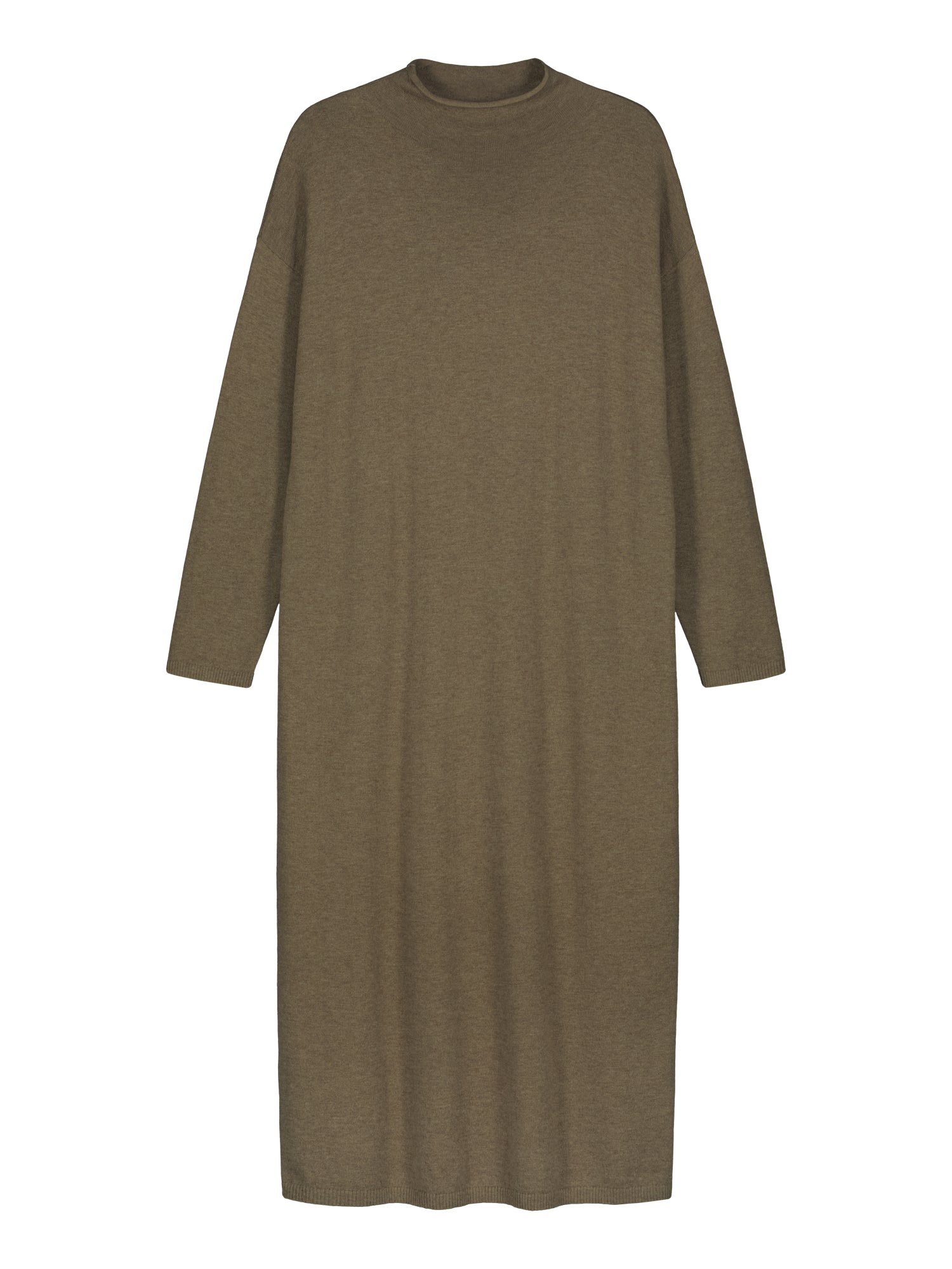 Women's Villis knit dress in grey brown. In a product image.