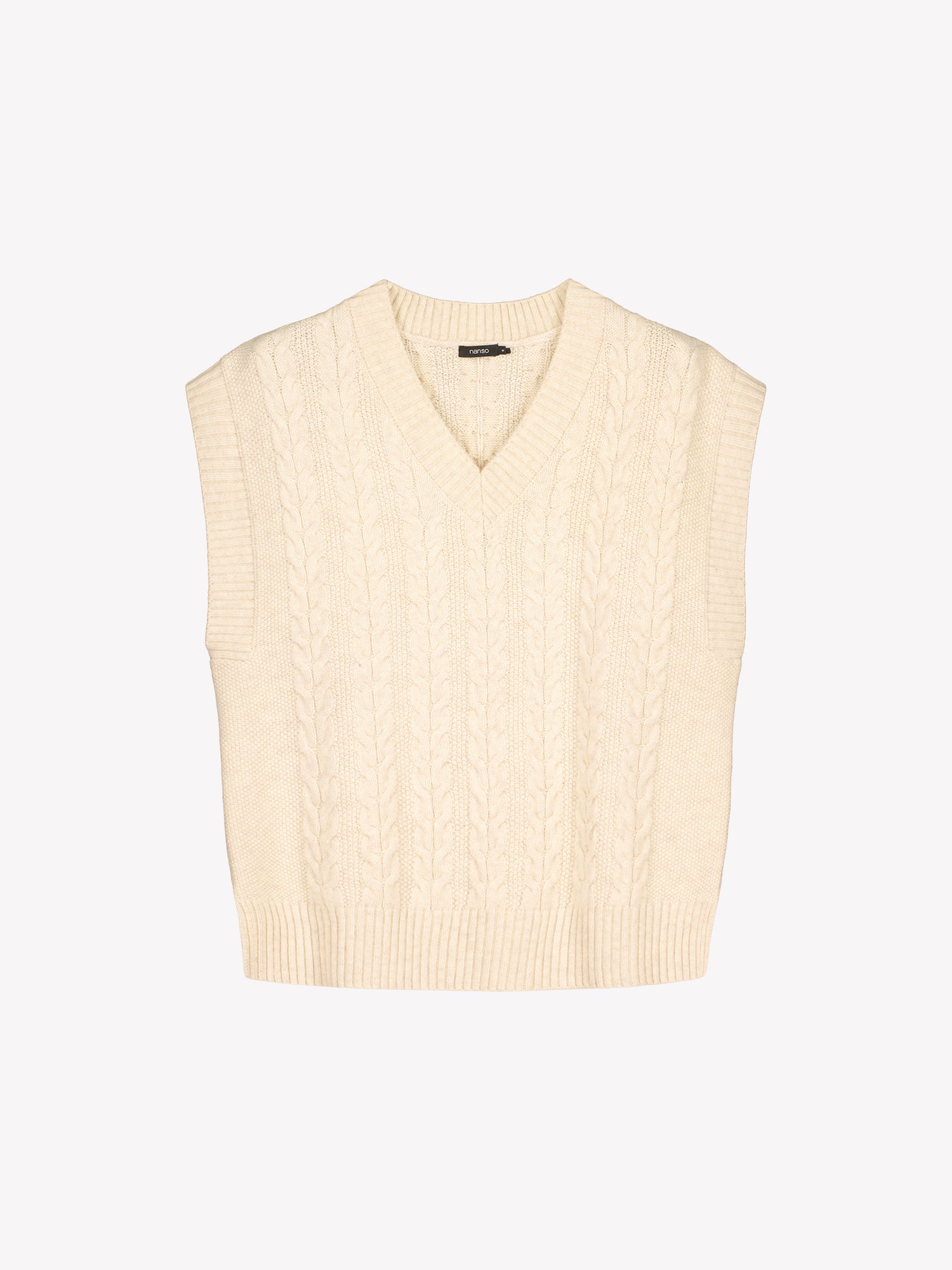 Beige knitted vest on a white background