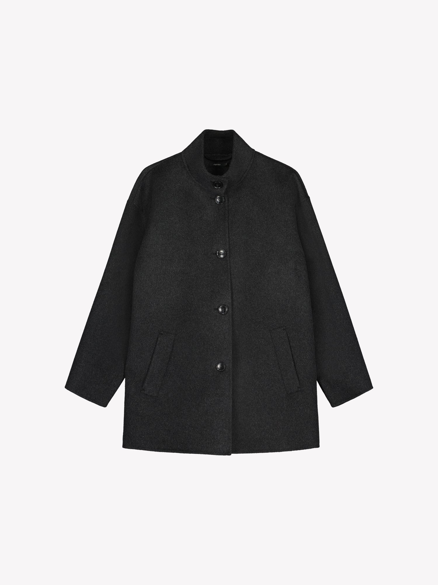 Nanso women's casual short dark grey Ella wool coat