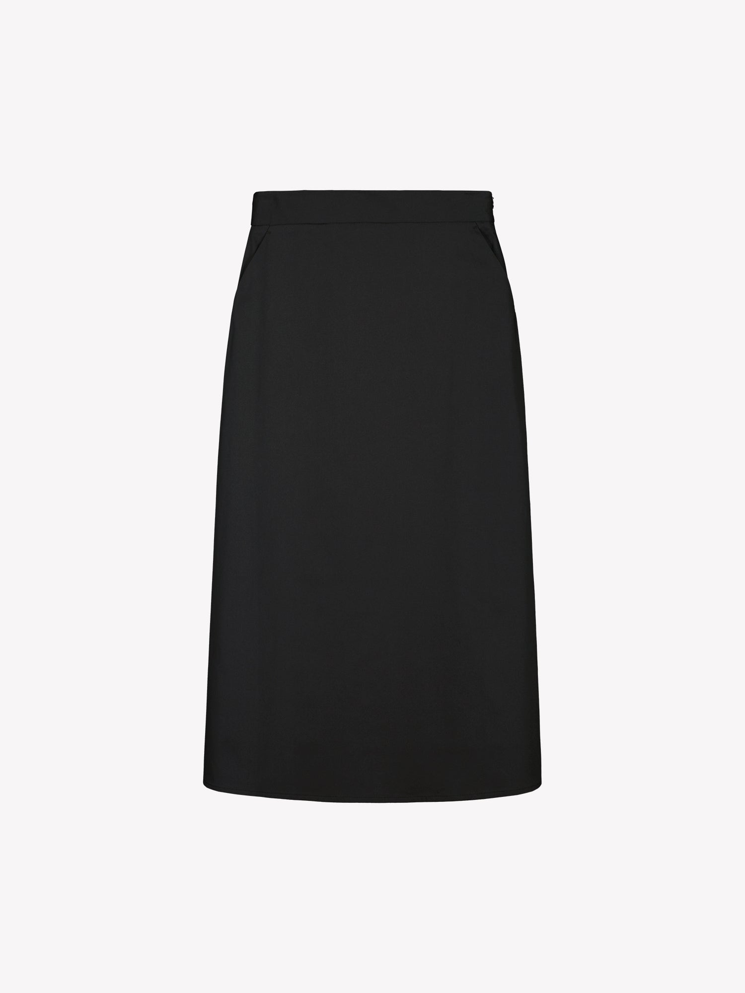 The women's Milla black skirt. In a product image.