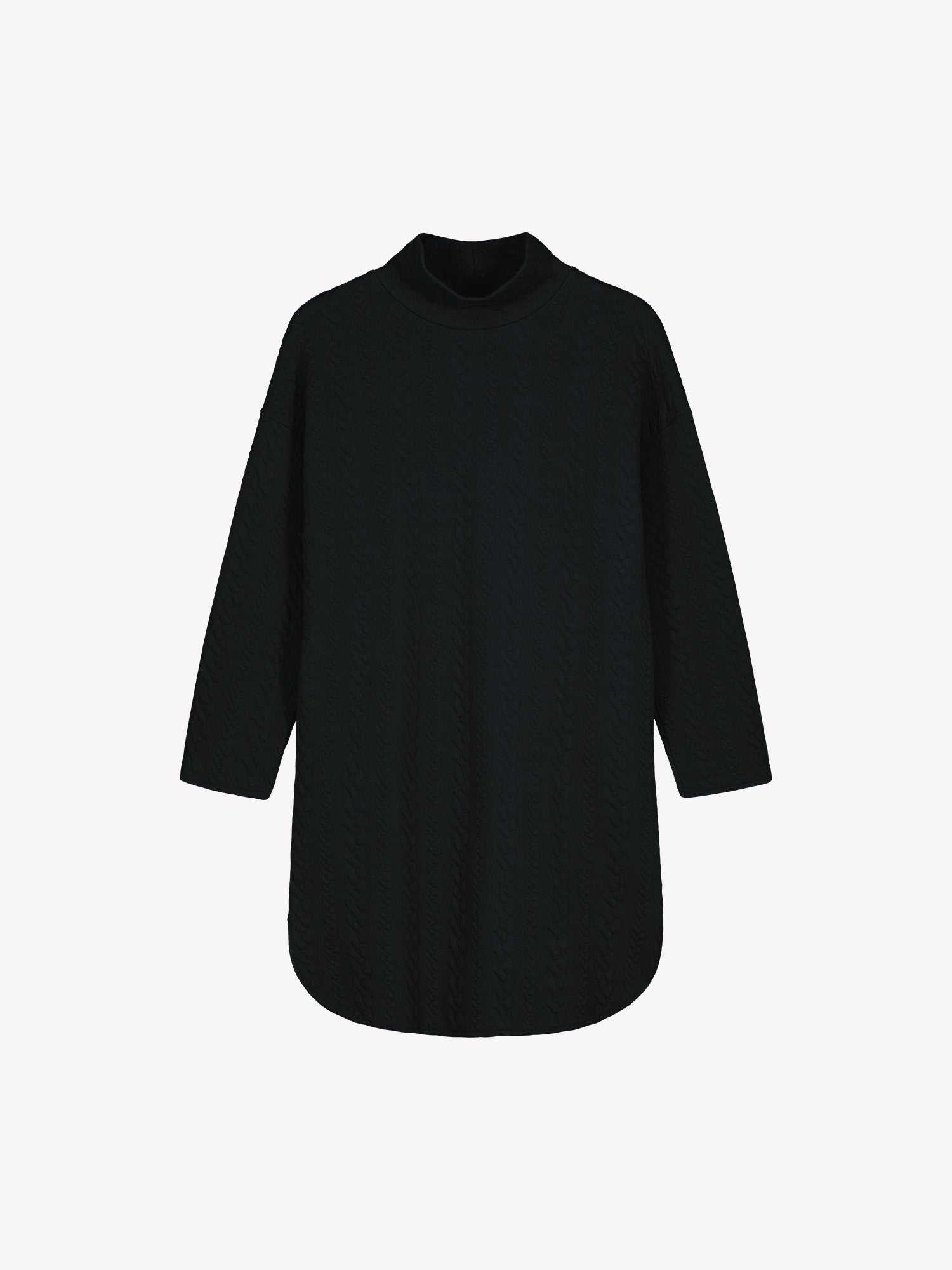 Black dress with a high neckline on a white background