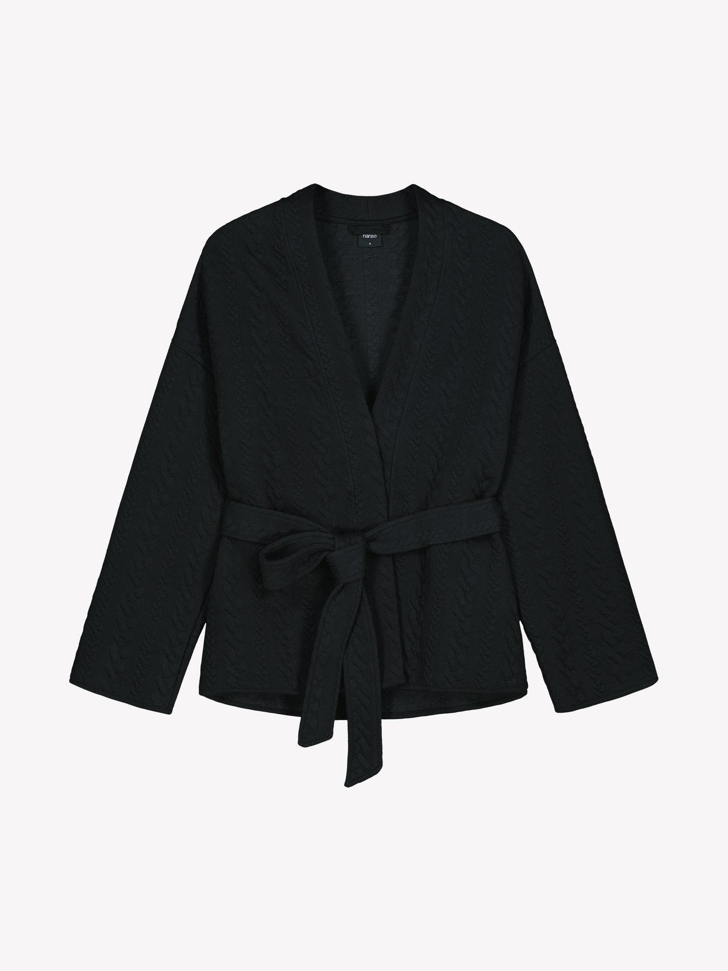Nanso women's black Letti cardigan features a detachable belt and long sleeves