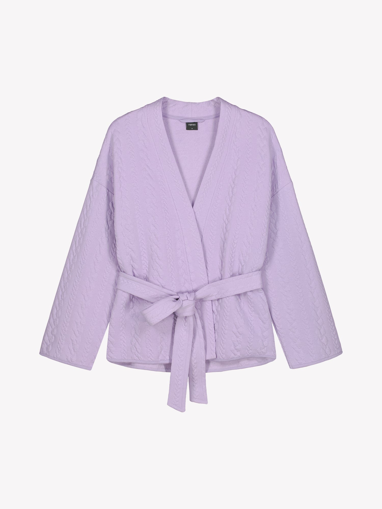 Nanso women's lilac Letti cardigan features a detachable belt and long sleeves