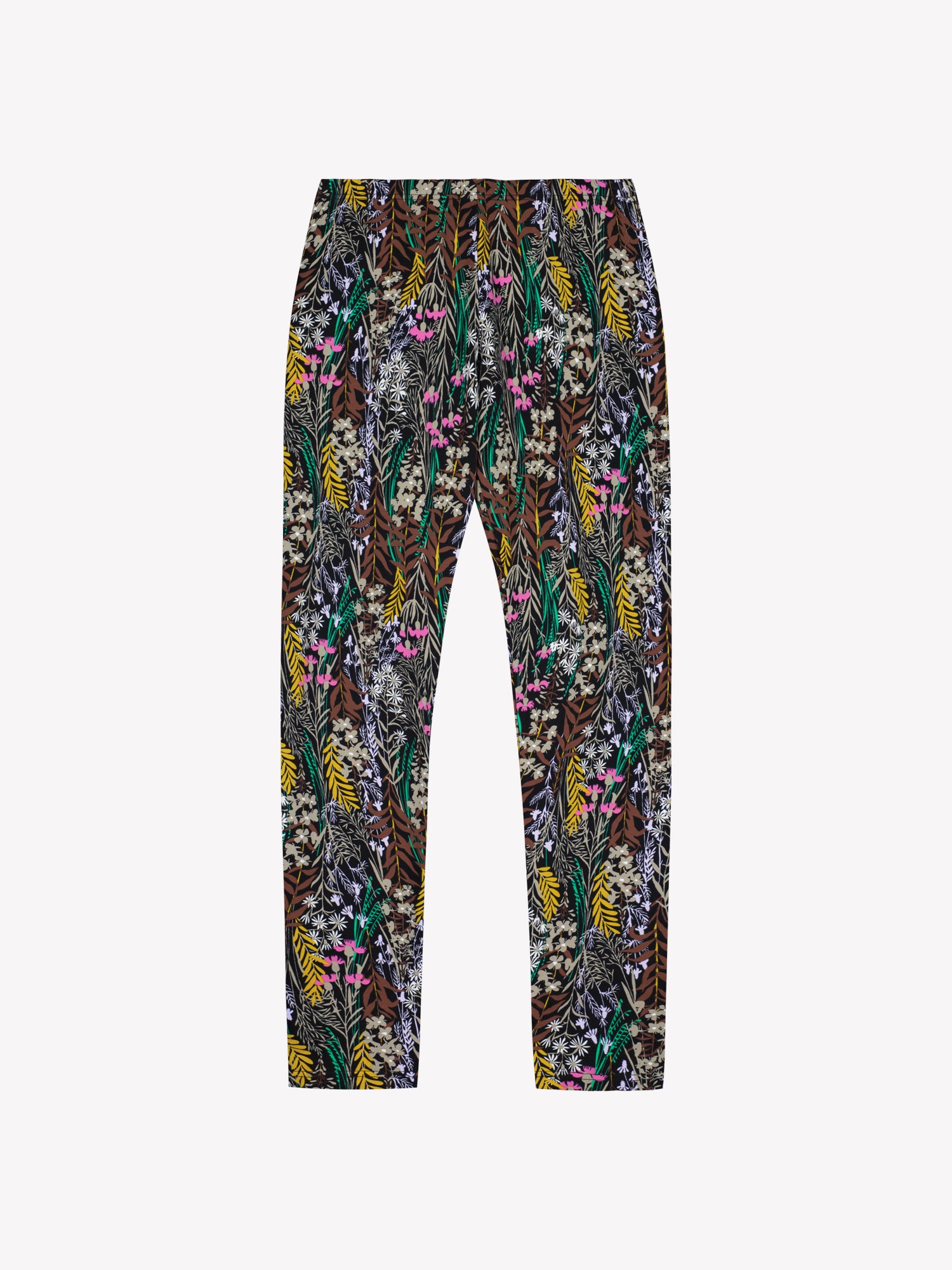 Nanso women's full length patterned multicoloured Kuutamo leggings with a comfortable elastic band at the waist, front