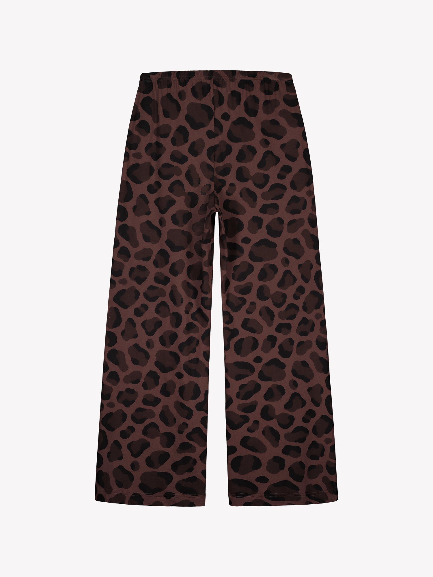 Nanso women’s brown Pantteri trousers in product image back view, patterned design and smooth finish.