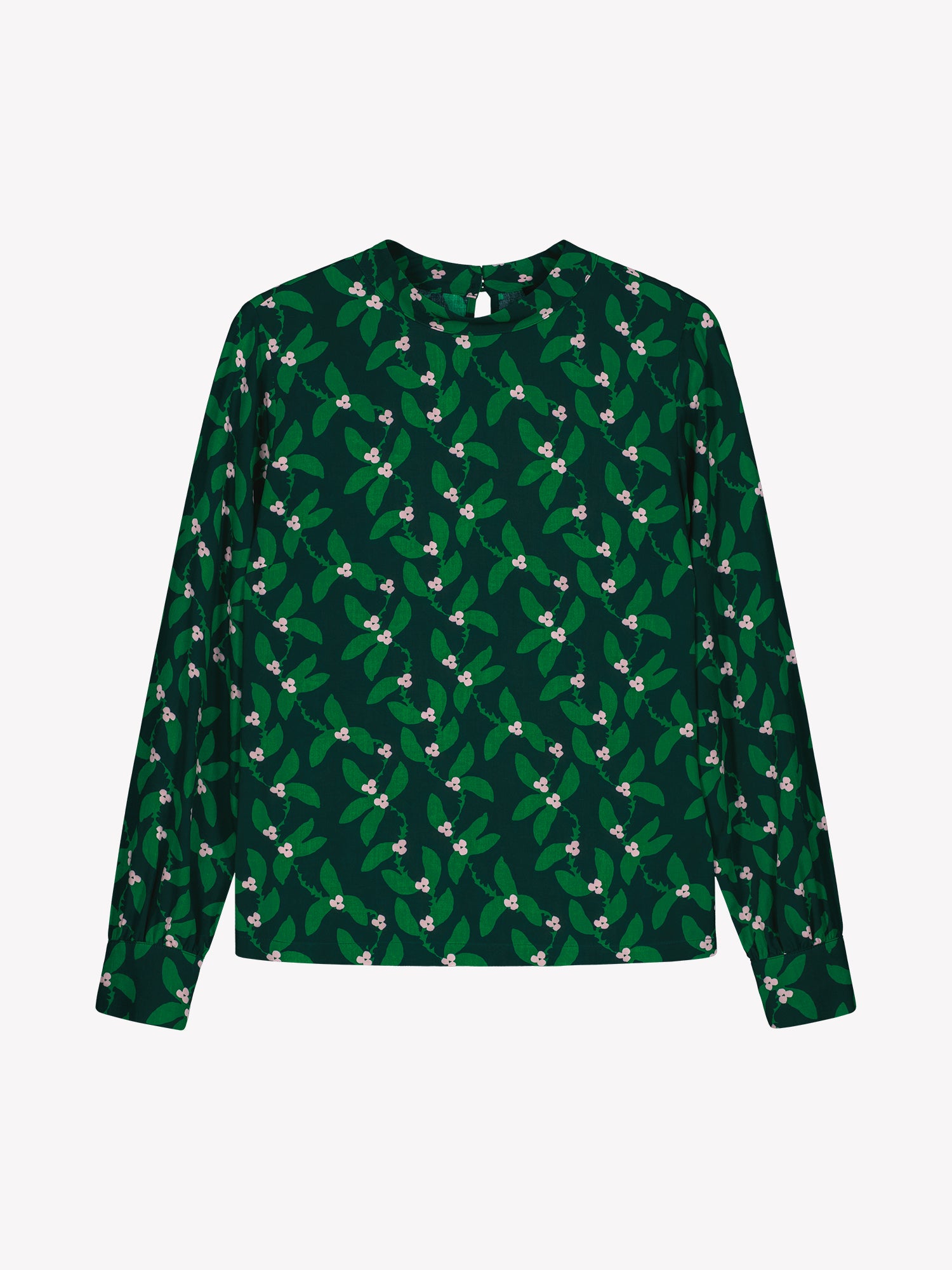 Nanso women’s Vieno blouse in soft viscose with green floral print
